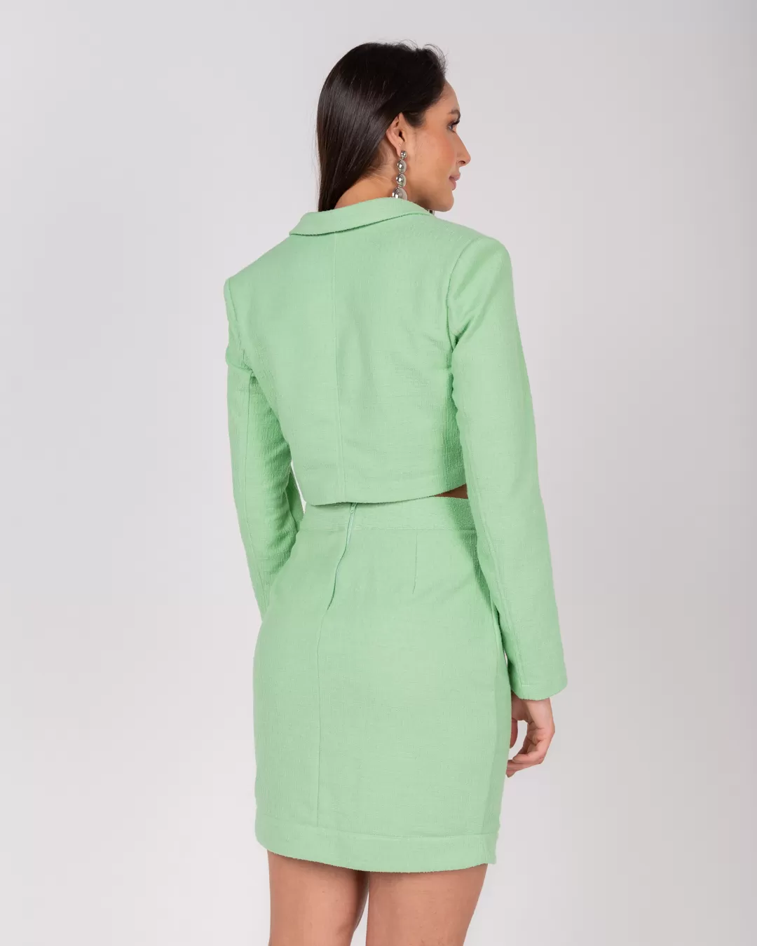 Miss Misses - Jacket Miss Misses Cropped Green Tweed Button - 54057VERDE Miss Misses - Jacket Miss Misses Cropped Green Tweed Button - 54057VERDE