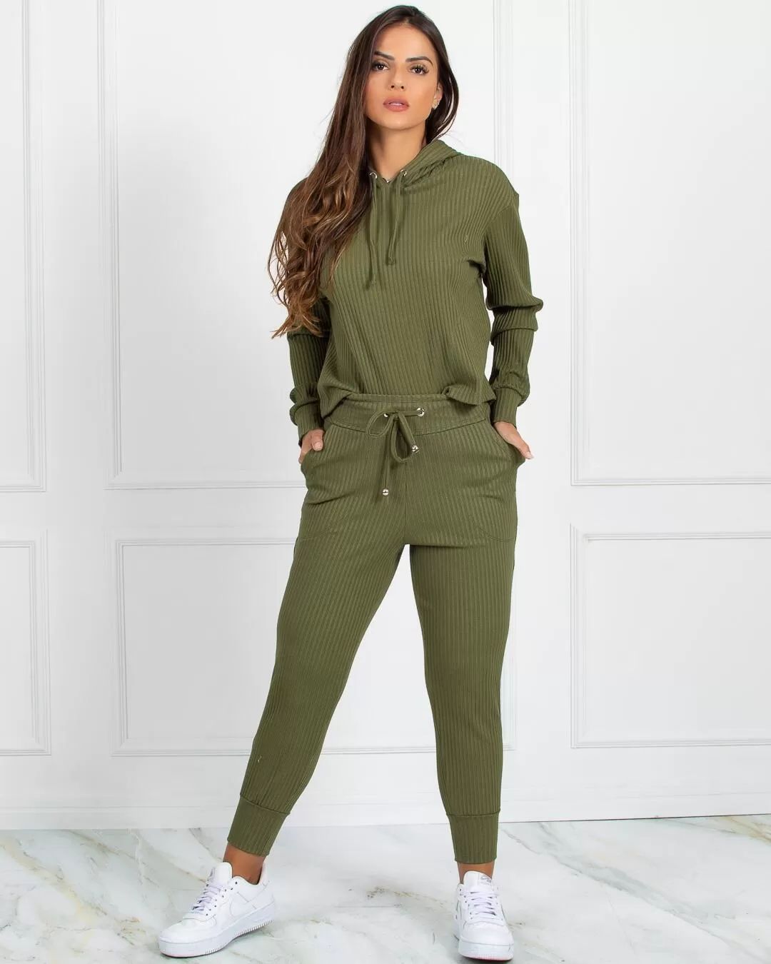 Miss Misses - Miss Misses Shirt with Green Hood - 90146VERDE