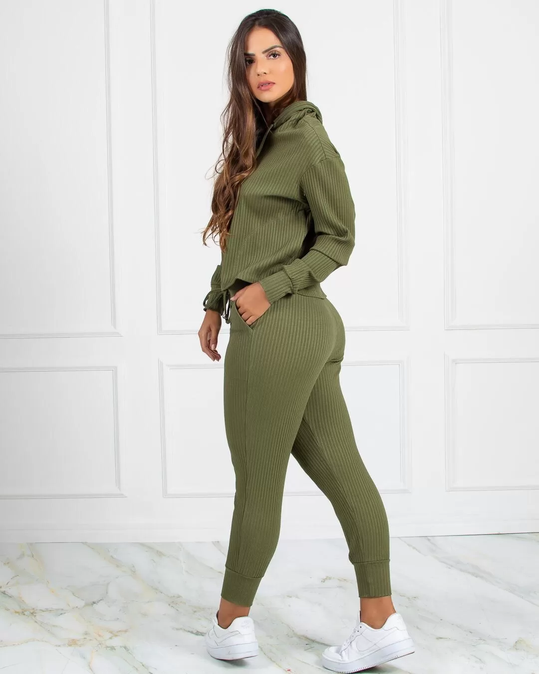 Miss Misses - Miss Misses Shirt with Green Hood - 90146VERDE