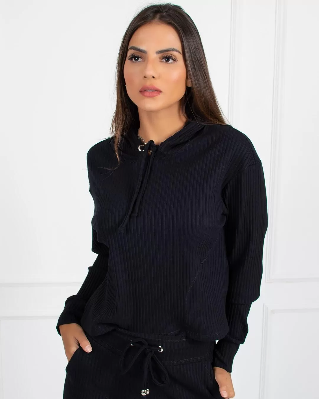 Miss Misses - Miss Misses Shirt with Black Hood - 90146PRETO Miss Misses - Miss Misses Shirt with Black Hood - 90146PRETO
