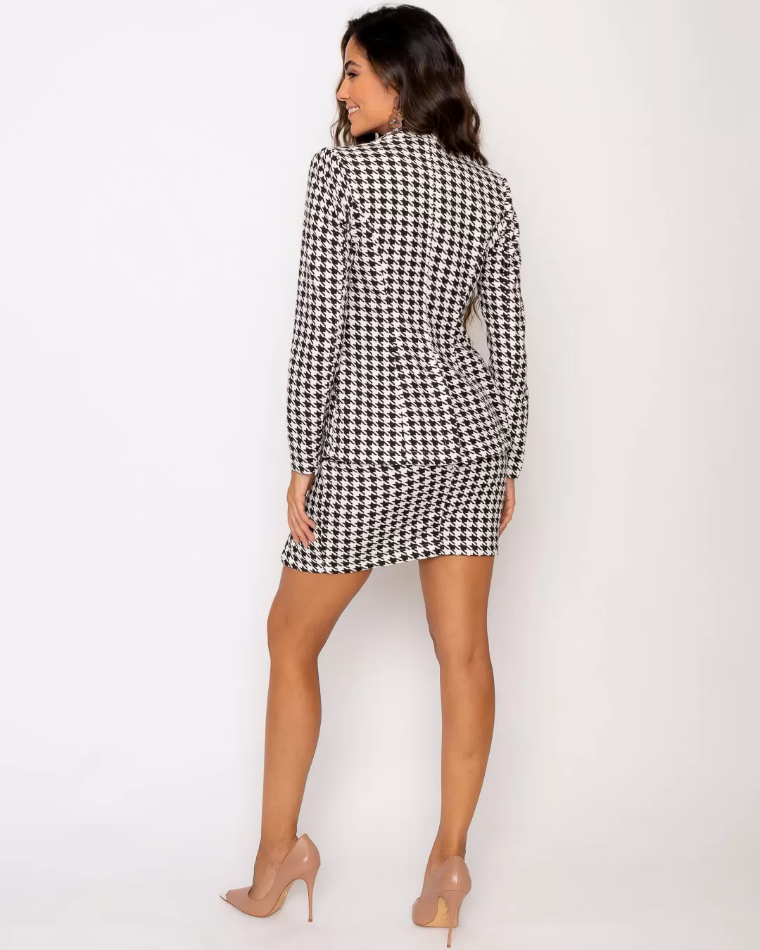 Miss Misses - Miss Misses Blazer With Black Checkered Button - 19146PRETO Miss Misses - Miss Misses Blazer With Black Checkered Button - 19146PRETO