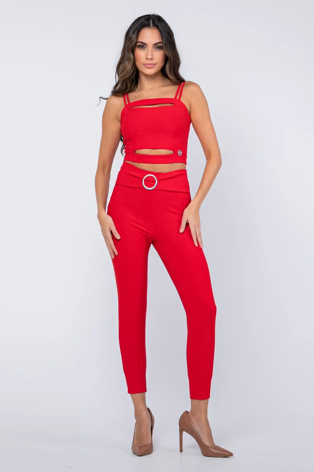 Miss Misses - Set Miss Misses Pants and Cropped Red - 50346VERMELHO Miss Misses - Set Miss Misses Pants and Cropped Red - 50346VERMELHO