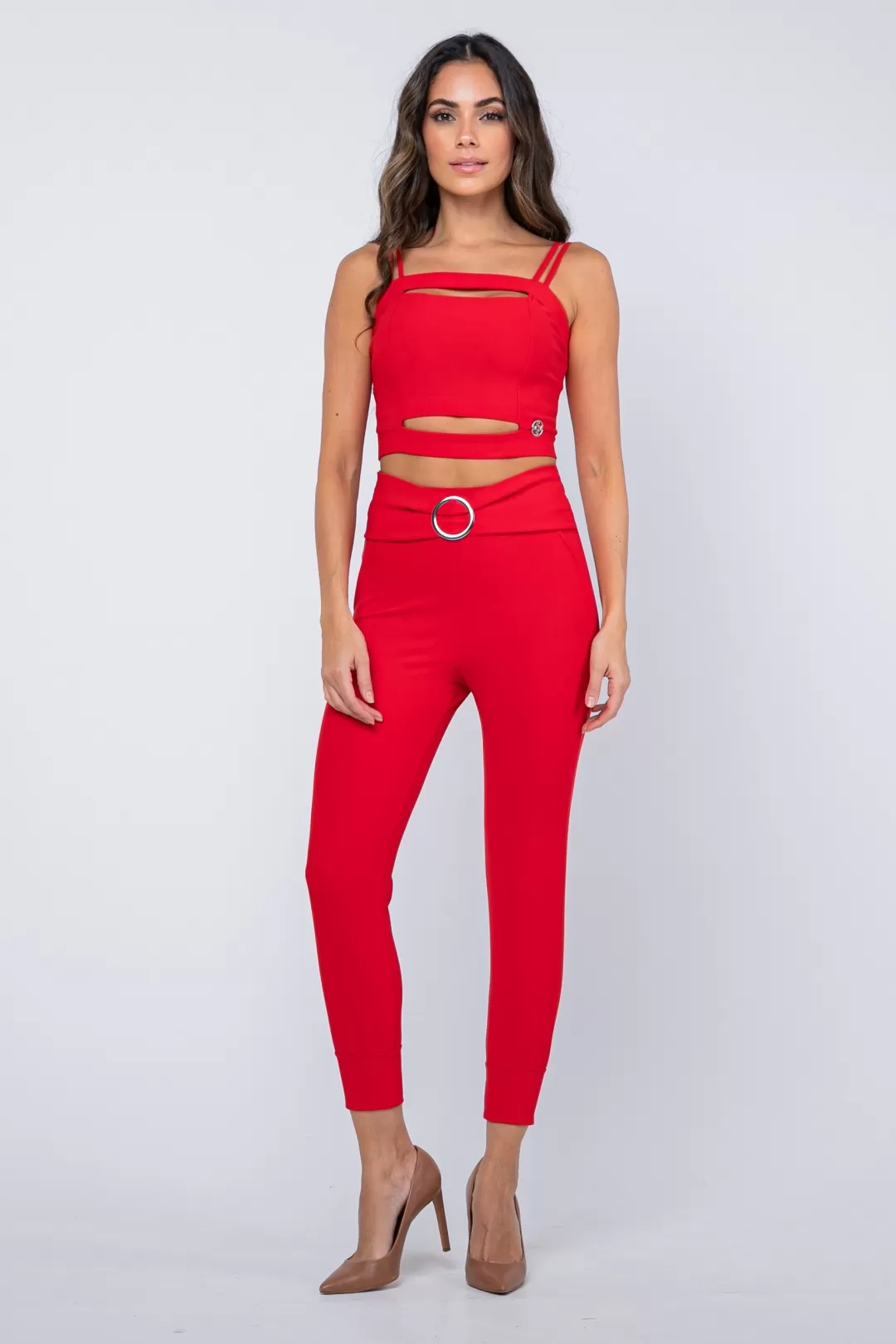 Miss Misses - Set Miss Misses Pants and Cropped Red - 50346VERMELHO Miss Misses - Set Miss Misses Pants and Cropped Red - 50346VERMELHO