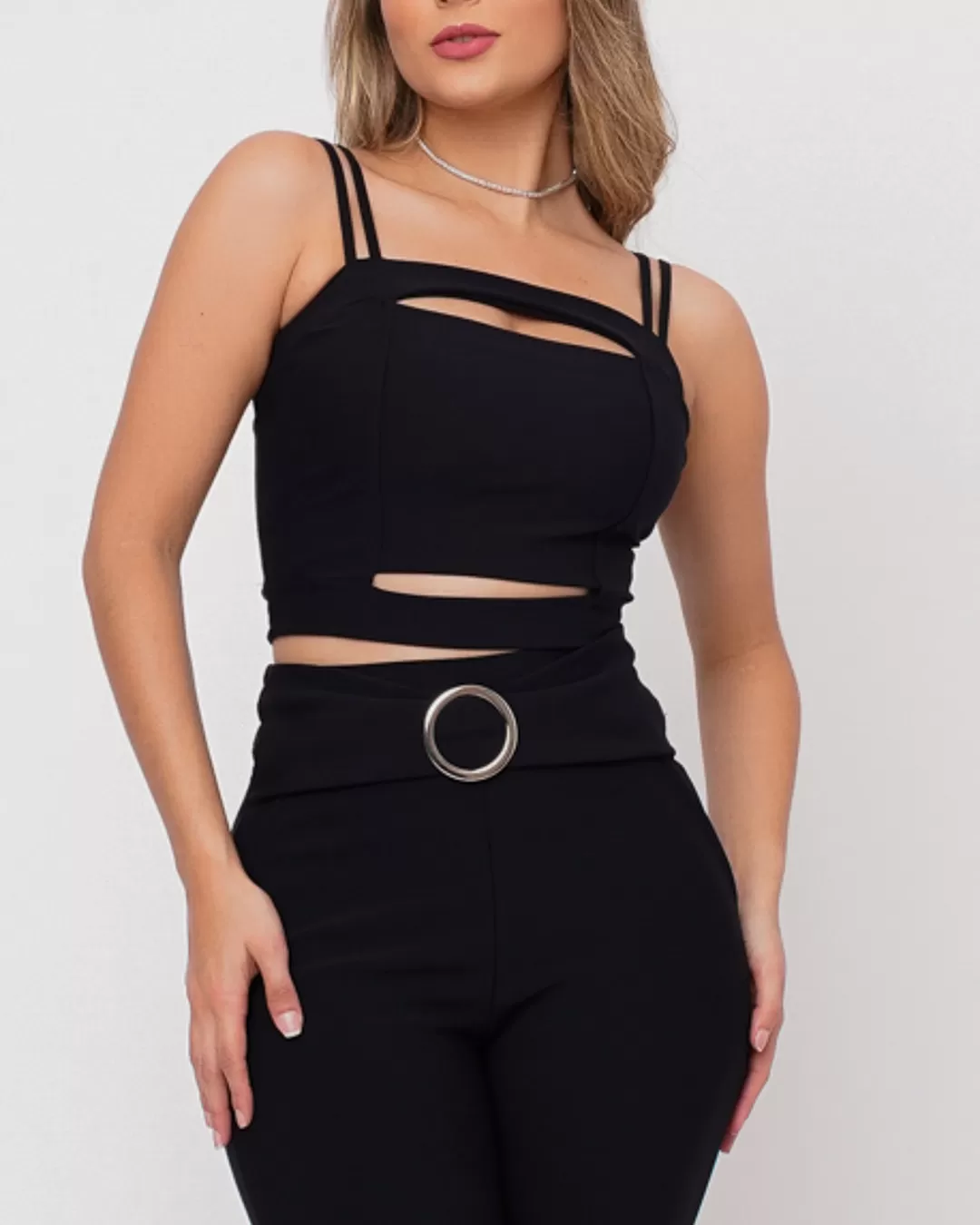 Miss Misses - Set Miss Misses Pants and Cropped Black - 50346PRETO Miss Misses - Set Miss Misses Pants and Cropped Black - 50346PRETO