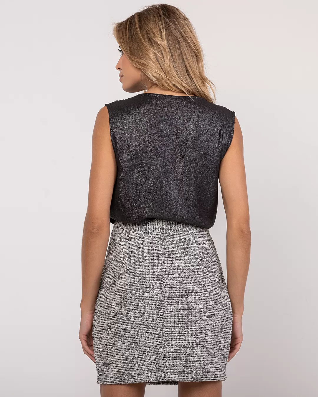 Miss Misses - Miss Misses Skirt With Black Jacquard Zipper - 19184CINZA Miss Misses - Miss Misses Skirt With Black Jacquard Zipper - 19184CINZA
