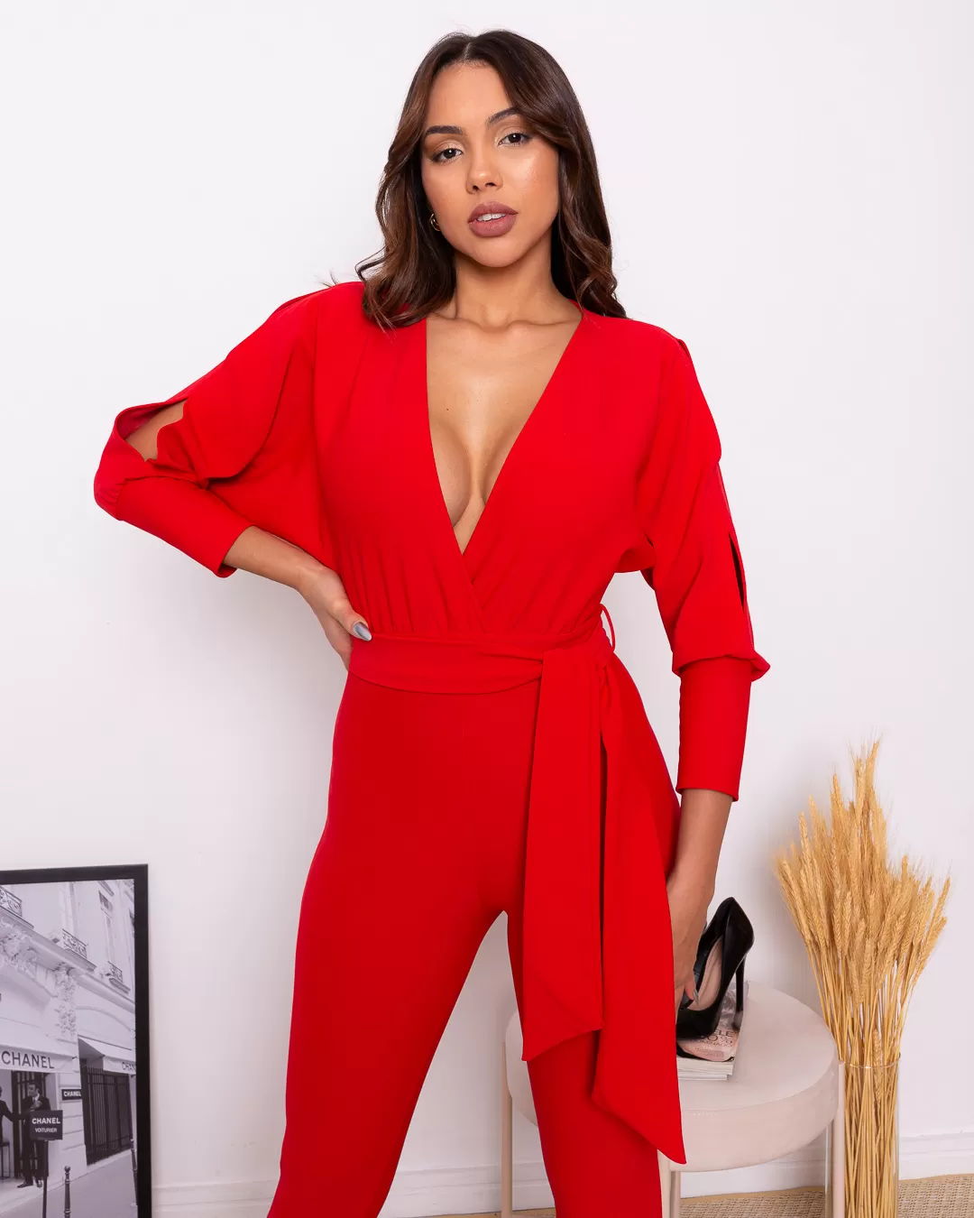 Miss Misses - Red Bat Sleeve Miss Misses jumpsuit - 18910VERMELHO Miss Misses - Red Bat Sleeve Miss Misses jumpsuit - 18910VERMELHO