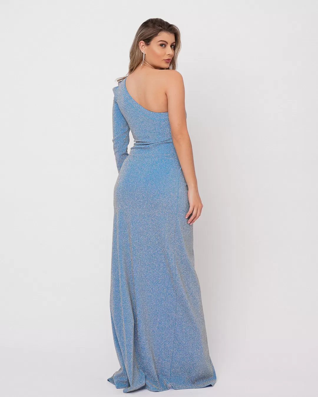 Miss Misses - Dress Miss Misses Long One Shoulder Only Lurex Blue - 50344AZUL Miss Misses - Dress Miss Misses Long One Shoulder Only Lurex Blue - 50344AZUL