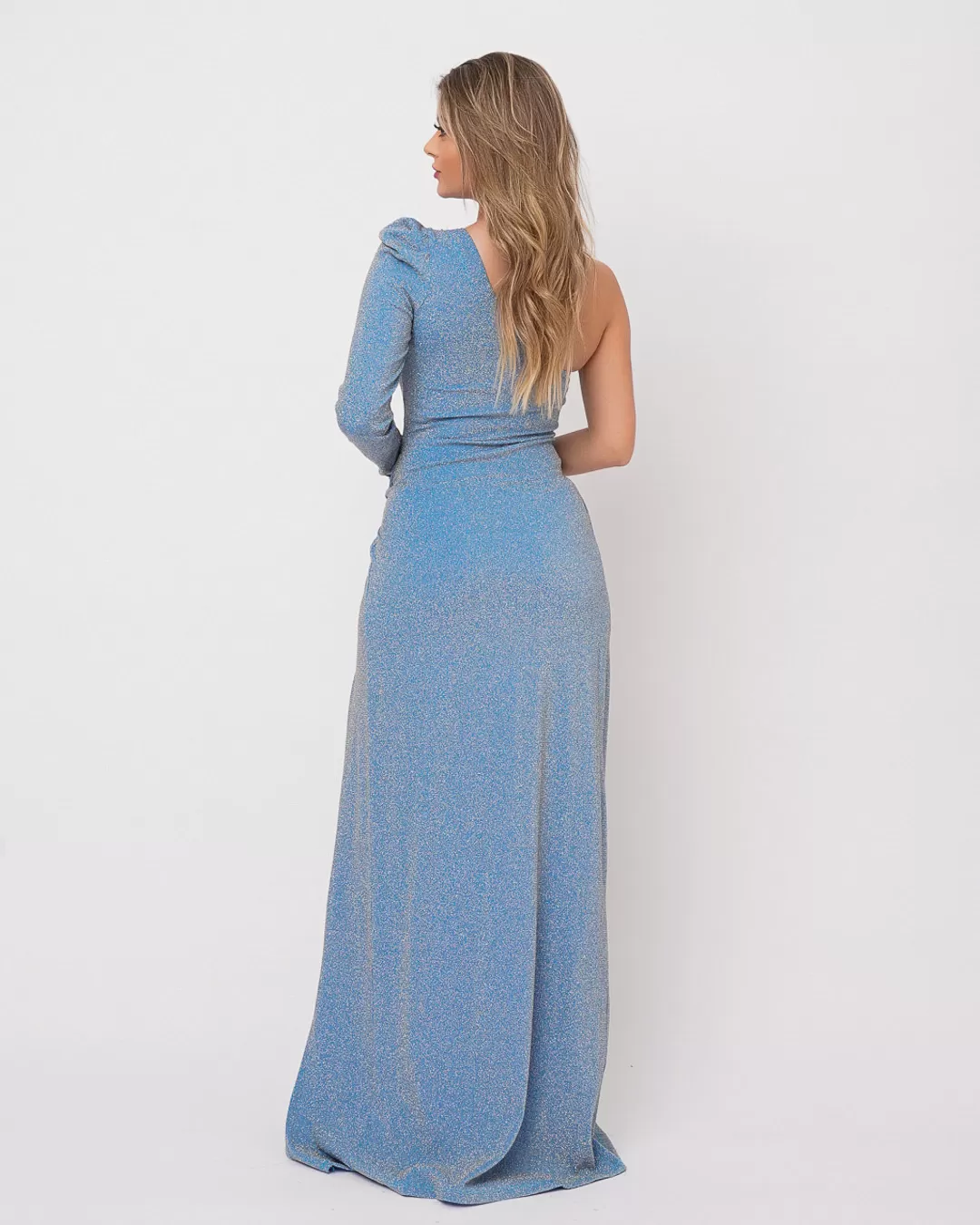 Miss Misses - Dress Miss Misses Long One Shoulder Only Lurex Blue - 50344AZUL Miss Misses - Dress Miss Misses Long One Shoulder Only Lurex Blue - 50344AZUL
