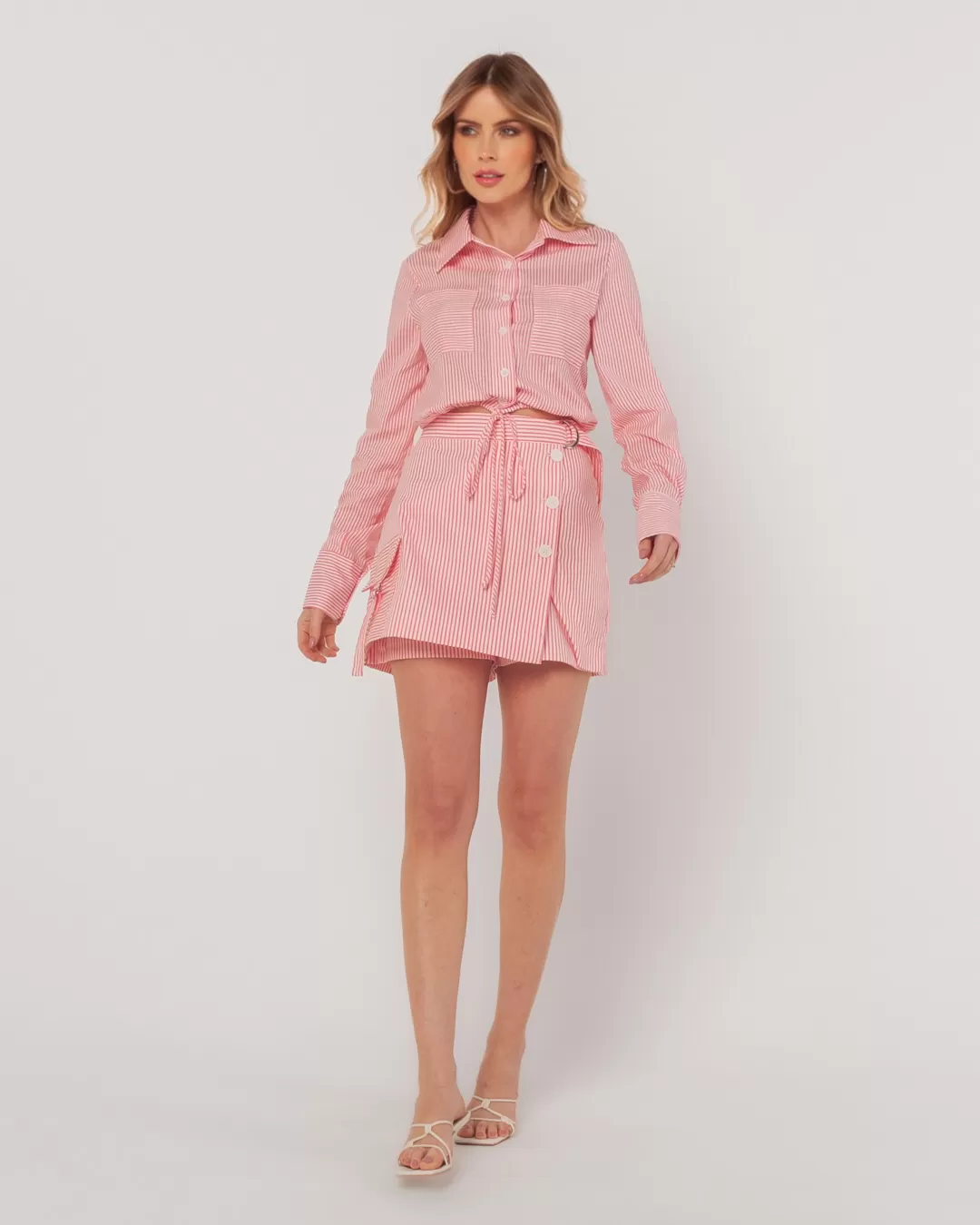 Miss Misses - Short Skirt Miss Misses Striped With Pink Details - 54091ROSA Miss Misses - Short Skirt Miss Misses Striped With Pink Details - 54091ROSA