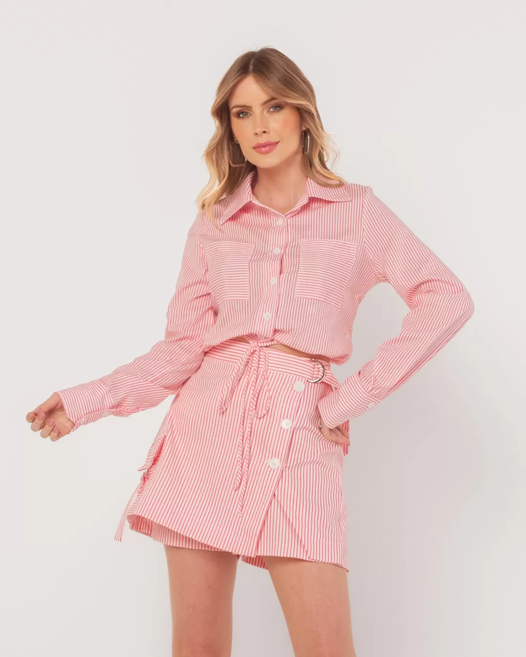 Miss Misses - Short Skirt Miss Misses Striped With Pink Details - 54091ROSA Miss Misses - Short Skirt Miss Misses Striped With Pink Details - 54091ROSA