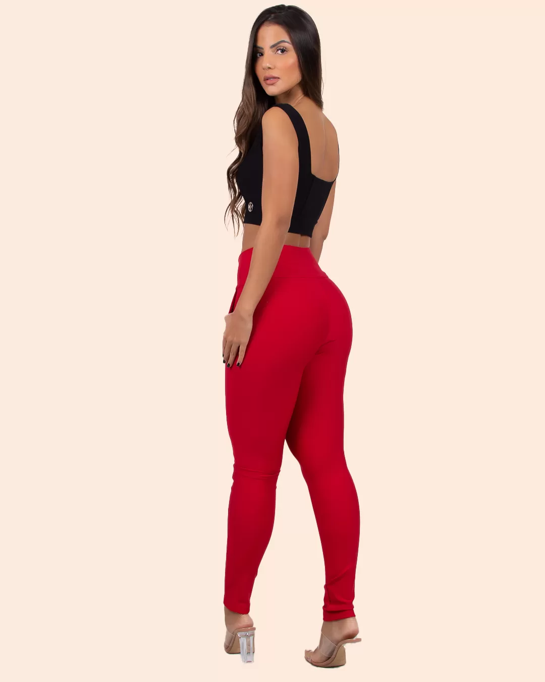 Miss Misses - Miss Misses Pants With Wide Waistband and Buttons Red - 18560VERMELHO Miss Misses - Miss Misses Pants With Wide Waistband and Buttons Red - 18560VERMELHO