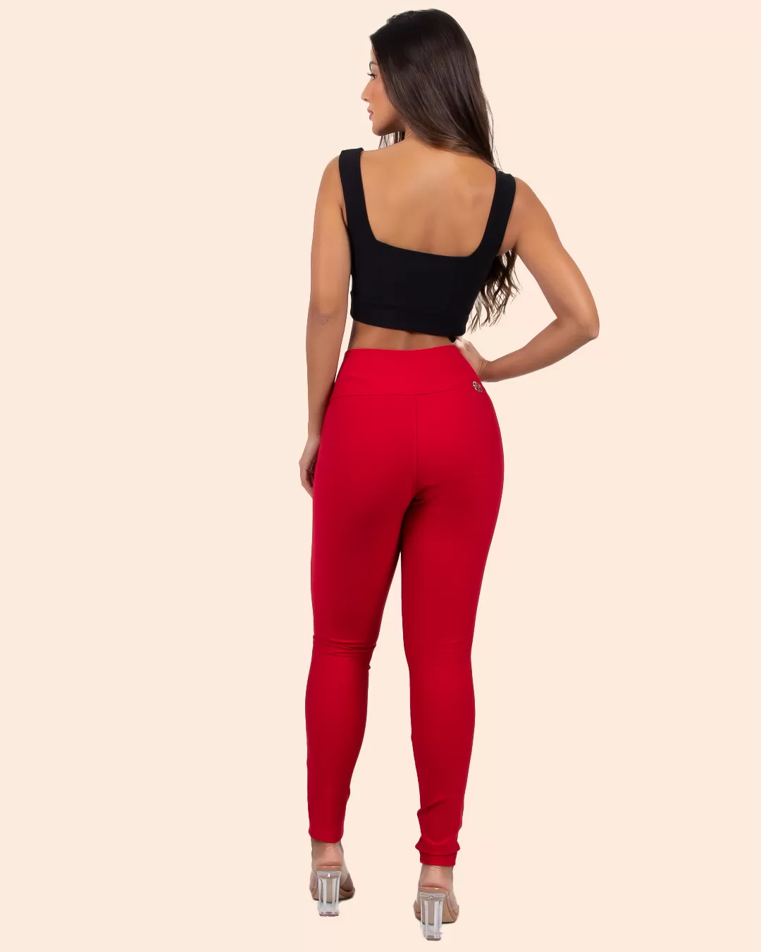 Miss Misses - Miss Misses Pants With Wide Waistband and Buttons Red - 18560VERMELHO Miss Misses - Miss Misses Pants With Wide Waistband and Buttons Red - 18560VERMELHO