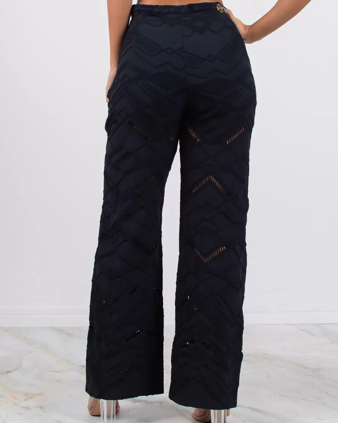 Miss Misses - Pants Miss Misses Hollow Mesh Pantaloon with Black Zipper - 115910PRETO Miss Misses - Pants Miss Misses Hollow Mesh Pantaloon with Black Zipper - 115910PRETO