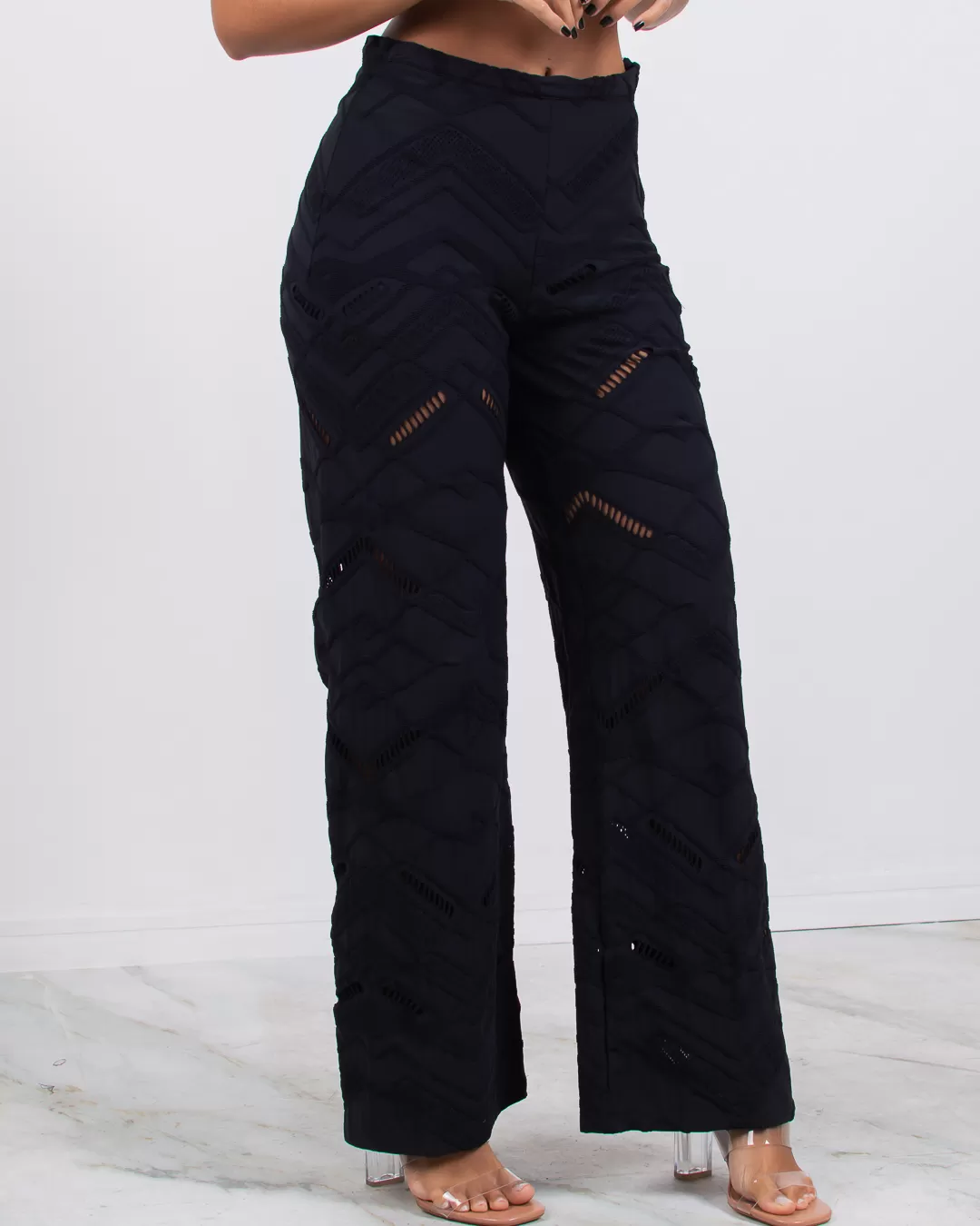 Miss Misses - Pants Miss Misses Hollow Mesh Pantaloon with Black Zipper - 115910PRETO Miss Misses - Pants Miss Misses Hollow Mesh Pantaloon with Black Zipper - 115910PRETO