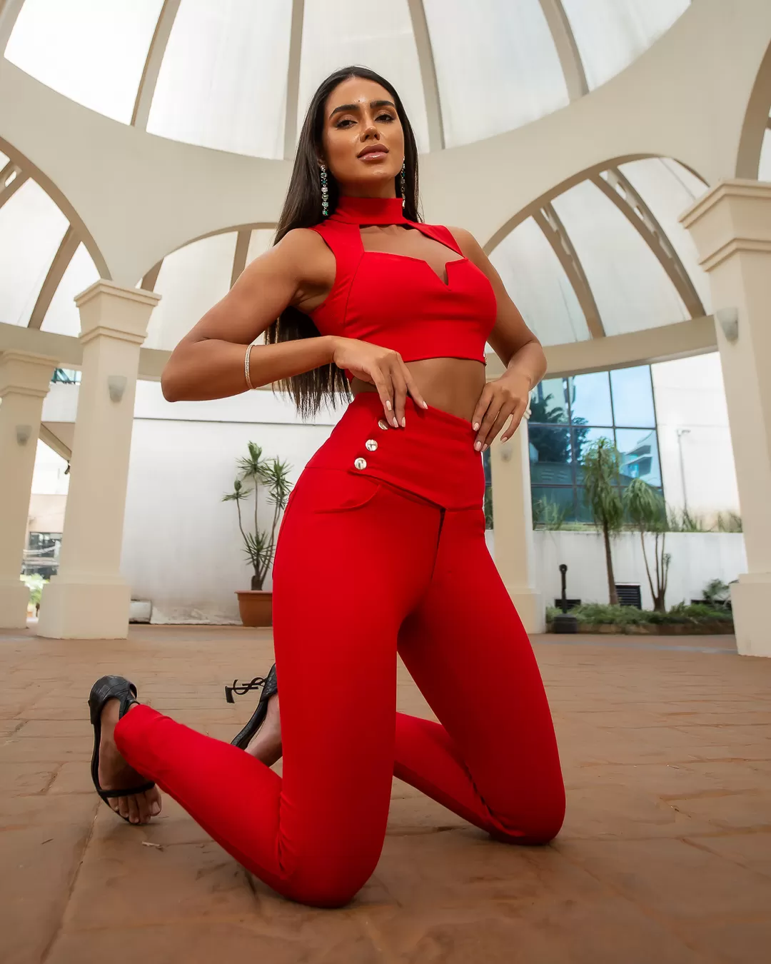 Miss Misses - Miss Misses Lipo Skinny High Waist Pants Red - 18839VERMELHO Miss Misses - Miss Misses Lipo Skinny High Waist Pants Red - 18839VERMELHO
