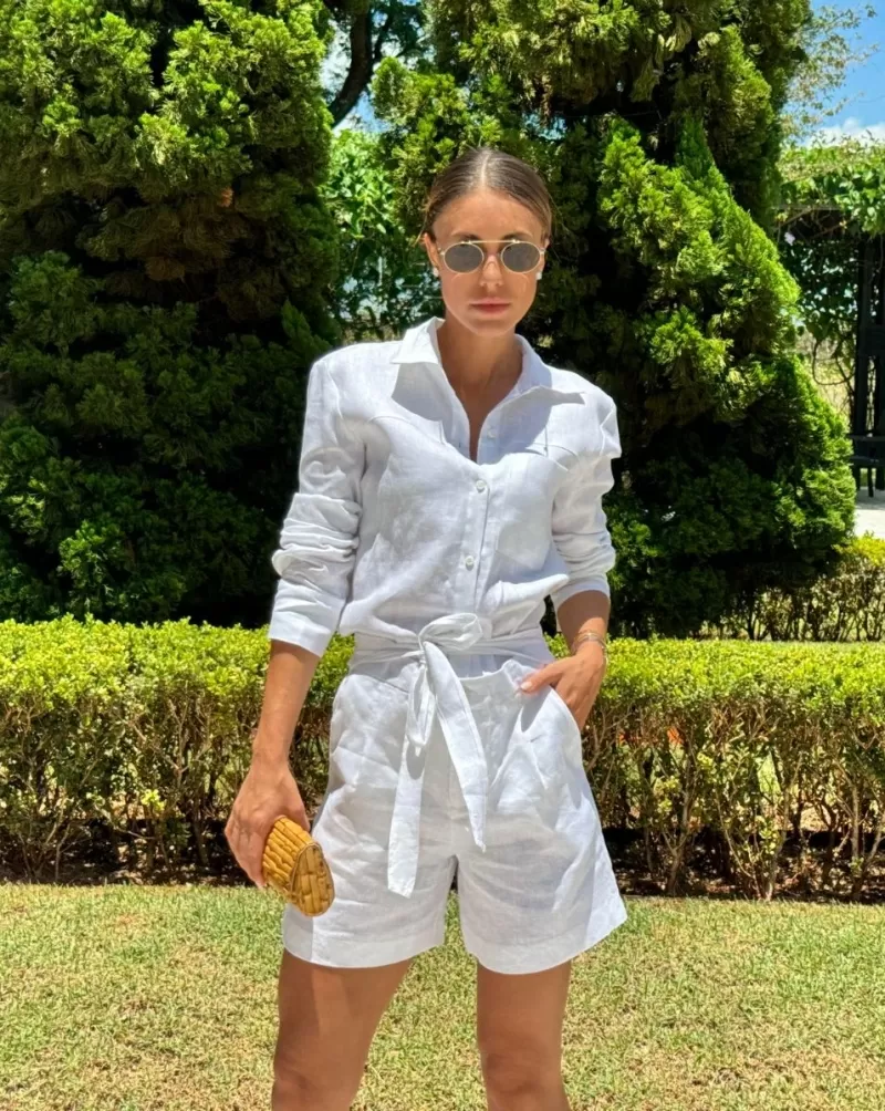 Hidrogênio - LINEN BERMUDA WITH BAND AND ELASTIC ON THE BACK WHITE - 19882002 Hidrogênio - LINEN BERMUDA WITH BAND AND ELASTIC ON THE BACK WHITE - 19882002