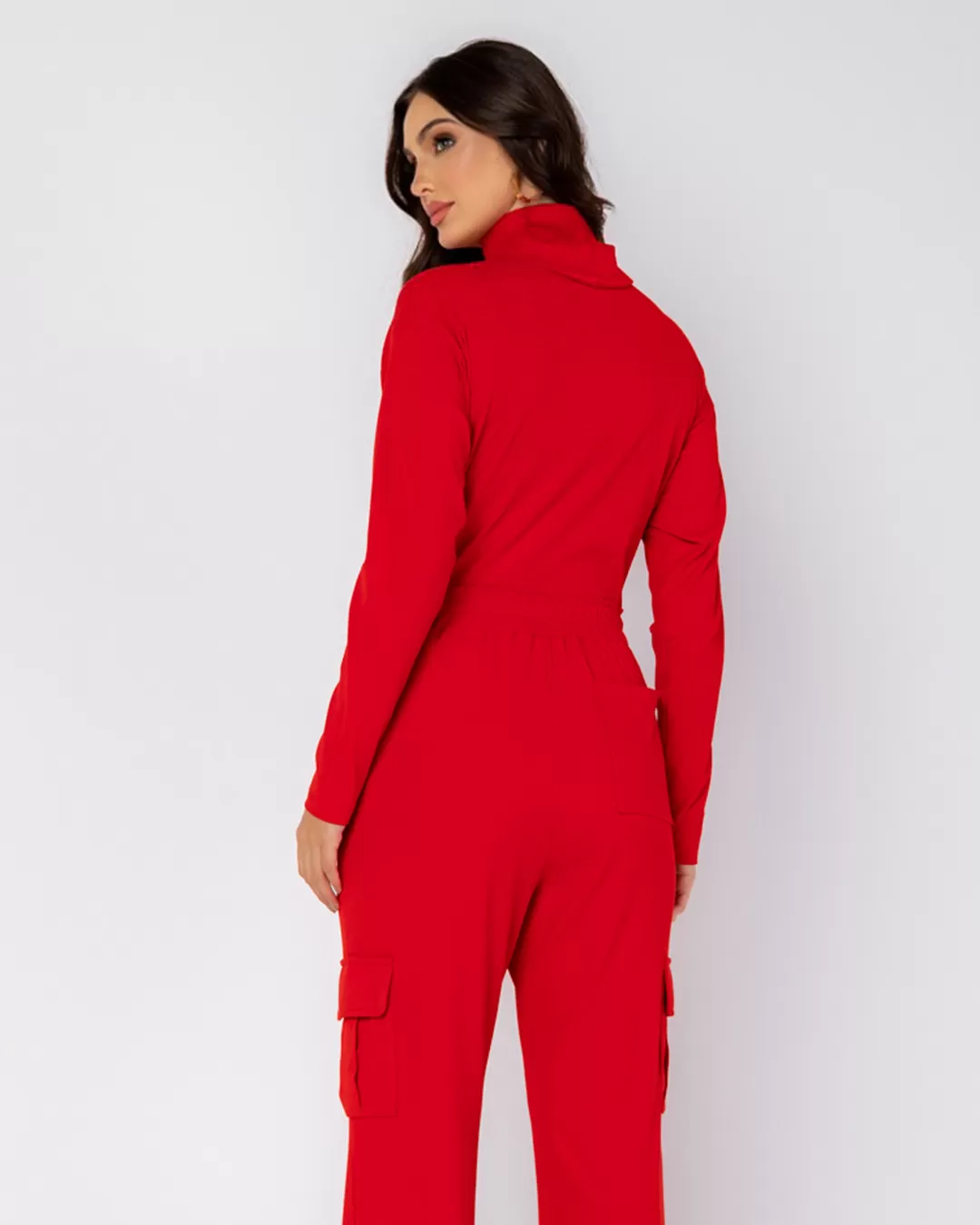 Miss Misses - Miss Misses Shirt High Neck Long Sleeve Red - D0019VERMELHO