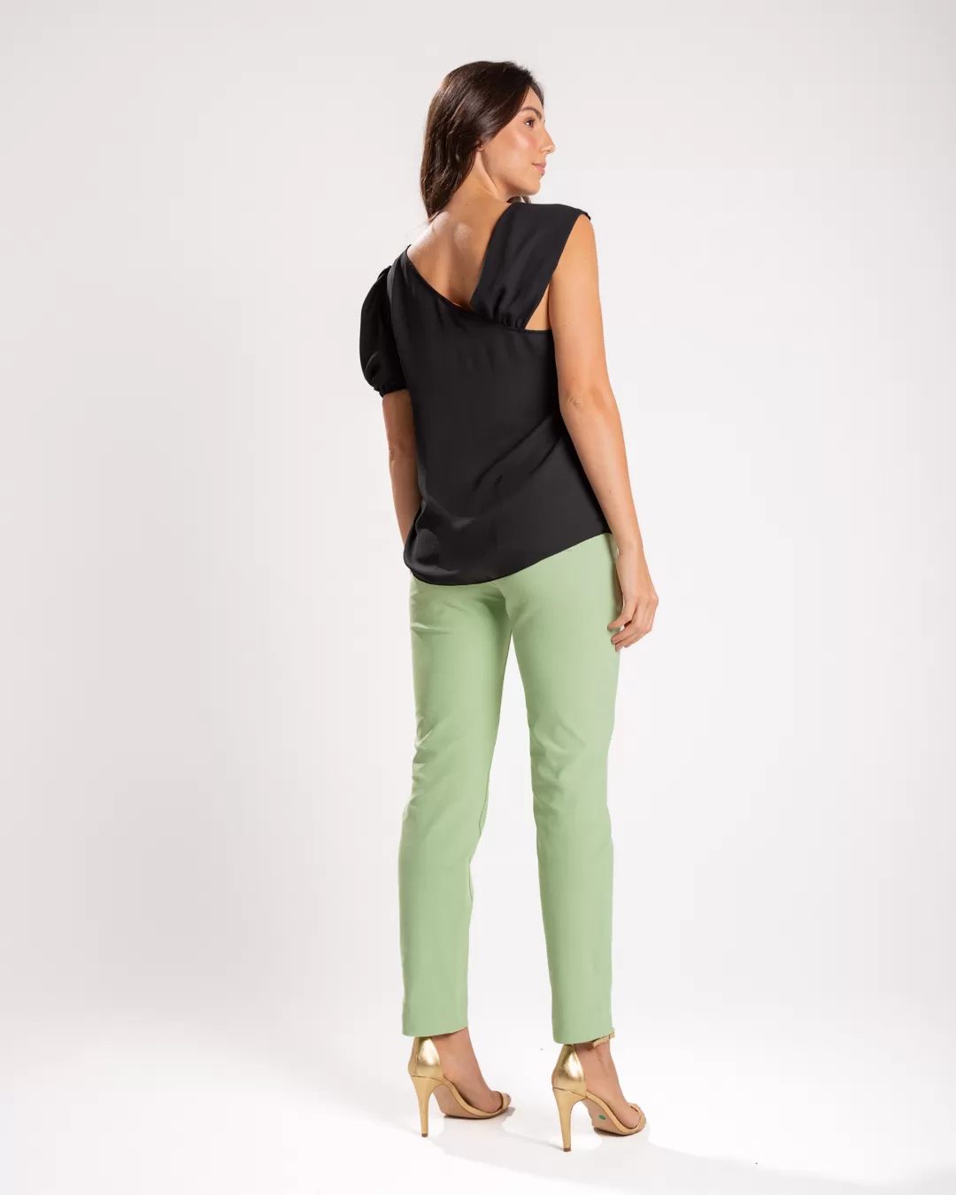 Miss Misses - Miss Misses Chiffon Metal Shirt in Black - 54108PRETO Miss Misses - Miss Misses Chiffon Metal Shirt in Black - 54108PRETO