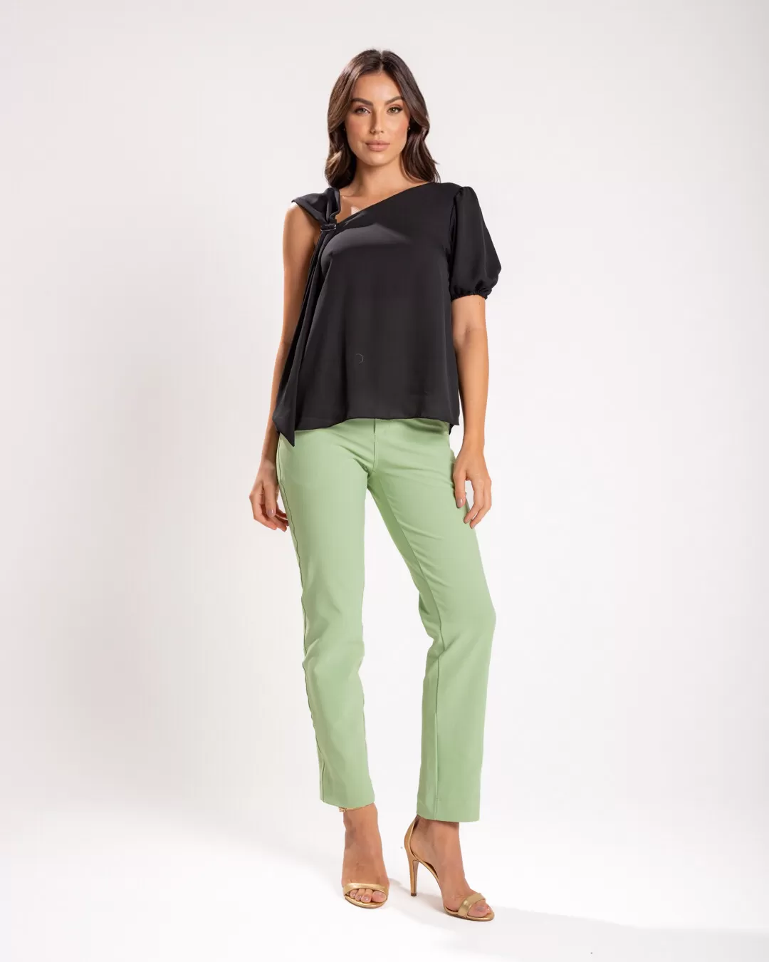 Miss Misses - Miss Misses Chiffon Metal Shirt in Black - 54108PRETO Miss Misses - Miss Misses Chiffon Metal Shirt in Black - 54108PRETO