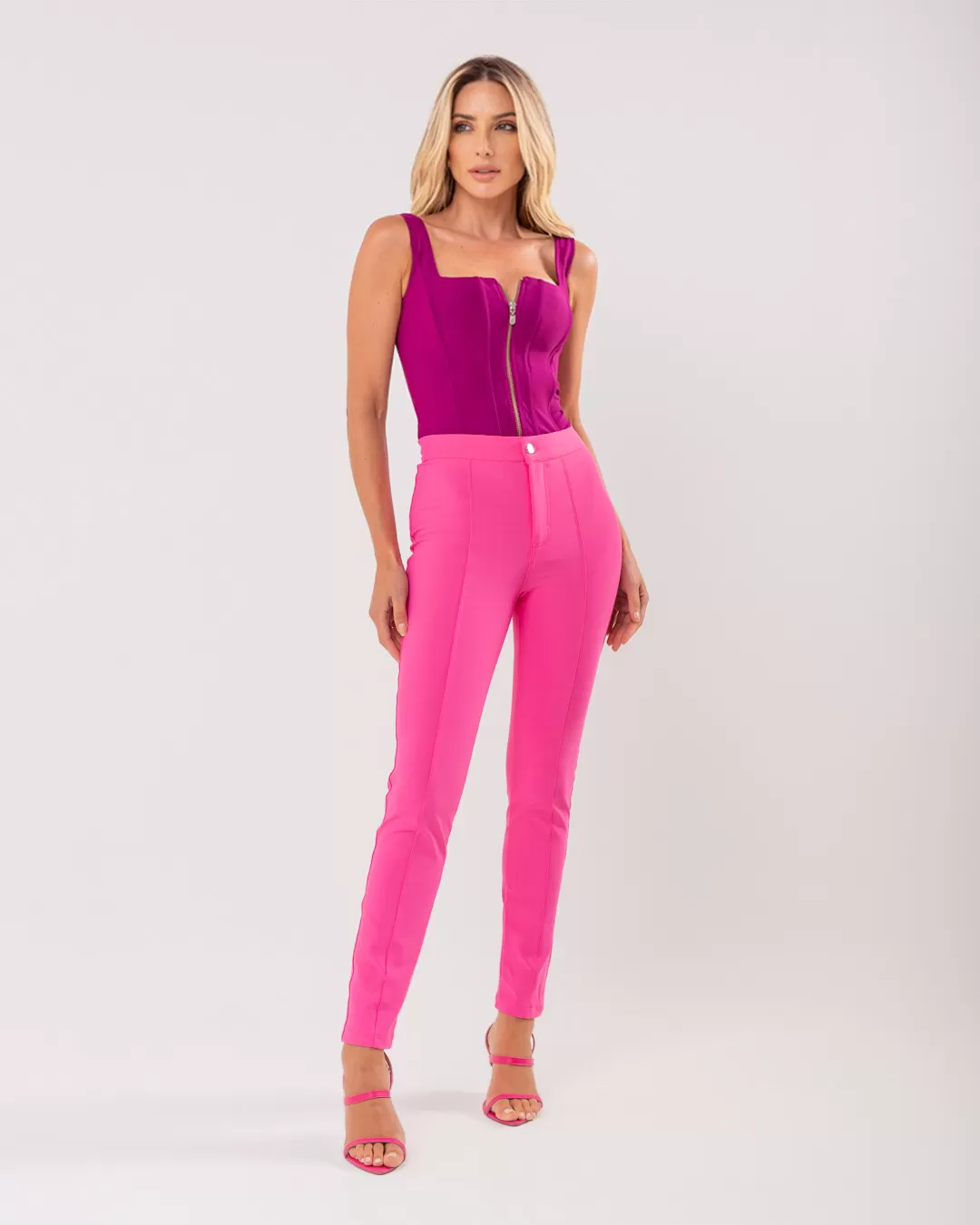 Miss Misses - Cropped Miss Misses With Zipper With Purple Fin - 18795ROXO Miss Misses - Cropped Miss Misses With Zipper With Purple Fin - 18795ROXO