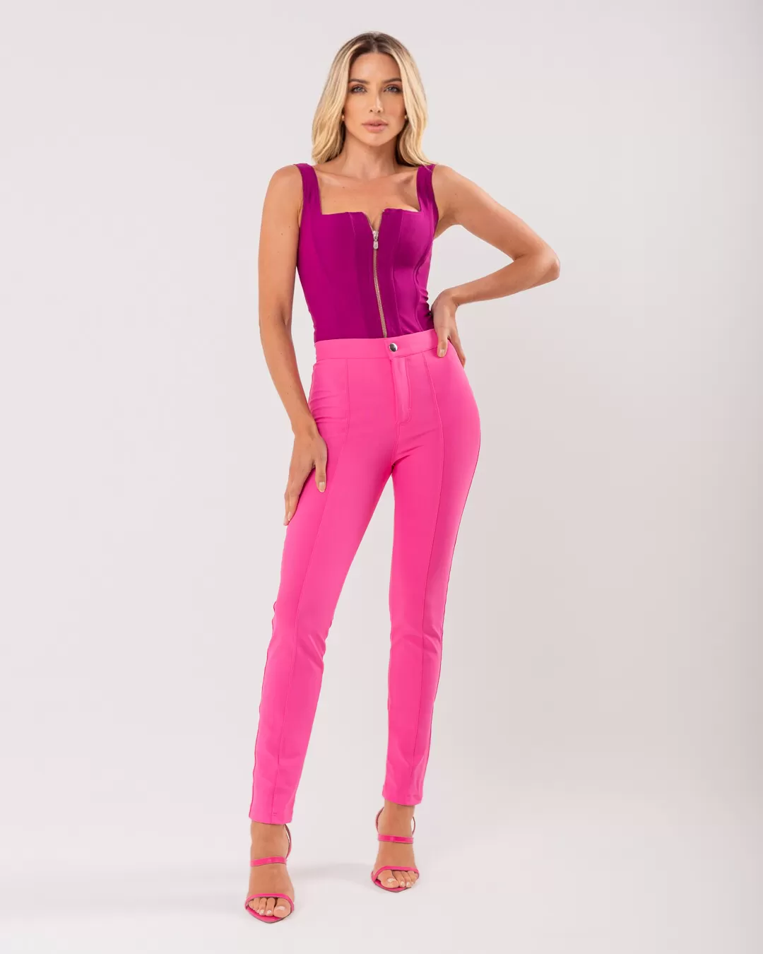 Miss Misses - Cropped Miss Misses With Zipper With Purple Fin - 18795ROXO Miss Misses - Cropped Miss Misses With Zipper With Purple Fin - 18795ROXO