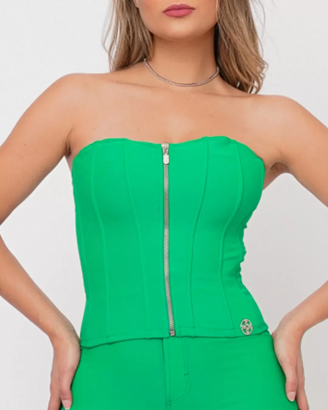 Miss Misses - Miss Misses Corselet with Fins and Green Zipper - 18990VERDE Miss Misses - Miss Misses Corselet with Fins and Green Zipper - 18990VERDE