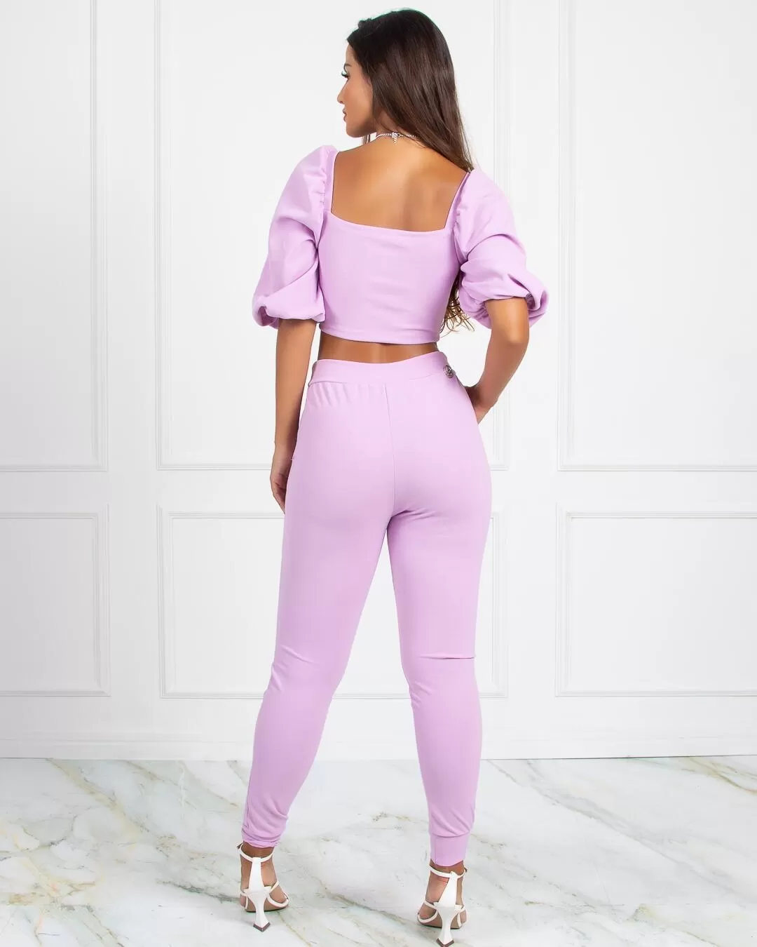 Miss Misses - Pants Miss Misses Elegance Mesh Legging with Lilac Pockets - 18483LILAS Miss Misses - Pants Miss Misses Elegance Mesh Legging with Lilac Pockets - 18483LILAS