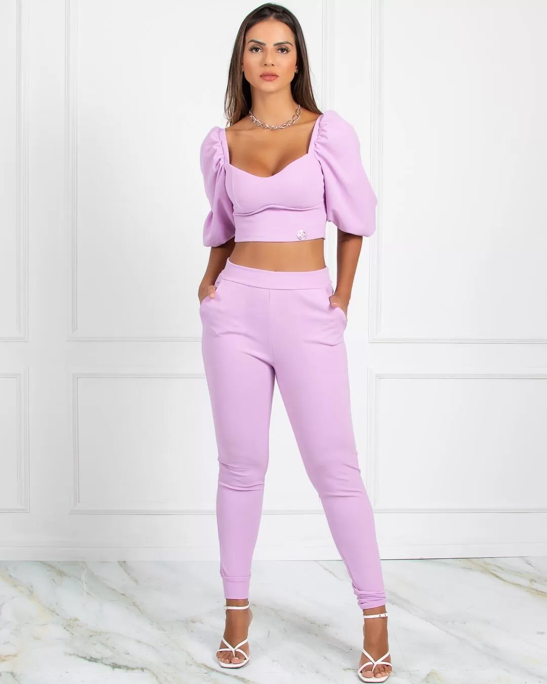 Miss Misses - Calça Miss Misses Malha Elegance com Bolsos Lilás - 18483LILAS