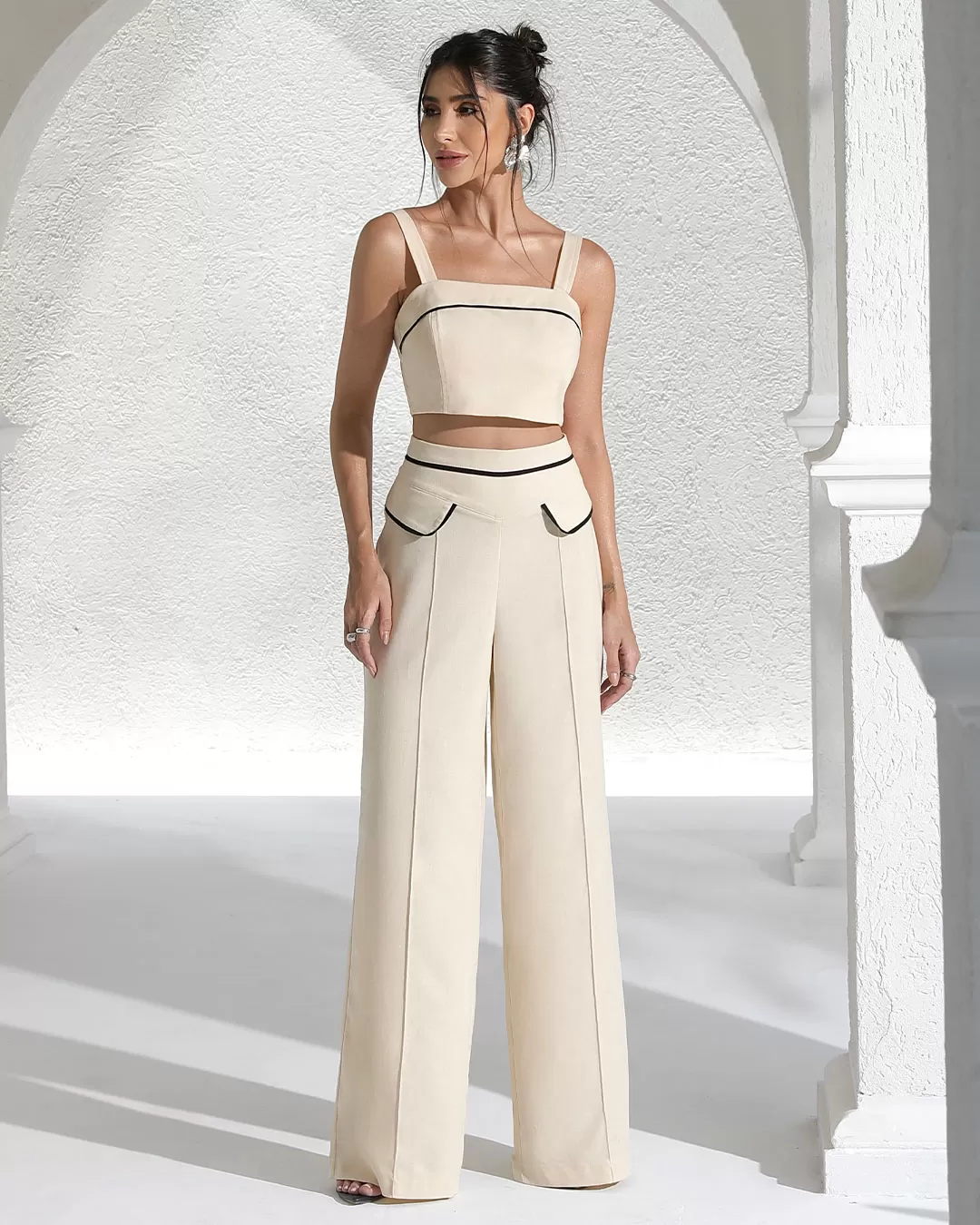 Miss Misses - Miss Misses Linen Pants With Frizo Detail Beige - 54190BEGE Miss Misses - Miss Misses Linen Pants With Frizo Detail Beige - 54190BEGE