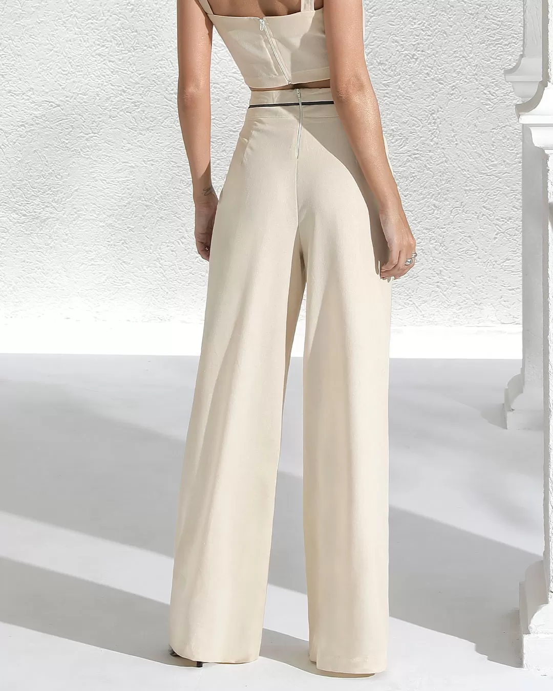 Miss Misses - Miss Misses Linen Pants With Frizo Detail Beige - 54190BEGE Miss Misses - Miss Misses Linen Pants With Frizo Detail Beige - 54190BEGE