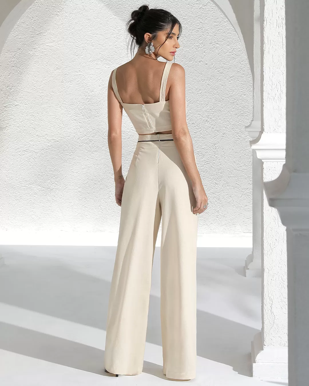 Miss Misses - Miss Misses Linen Pants With Frizo Detail Beige - 54190BEGE Miss Misses - Miss Misses Linen Pants With Frizo Detail Beige - 54190BEGE