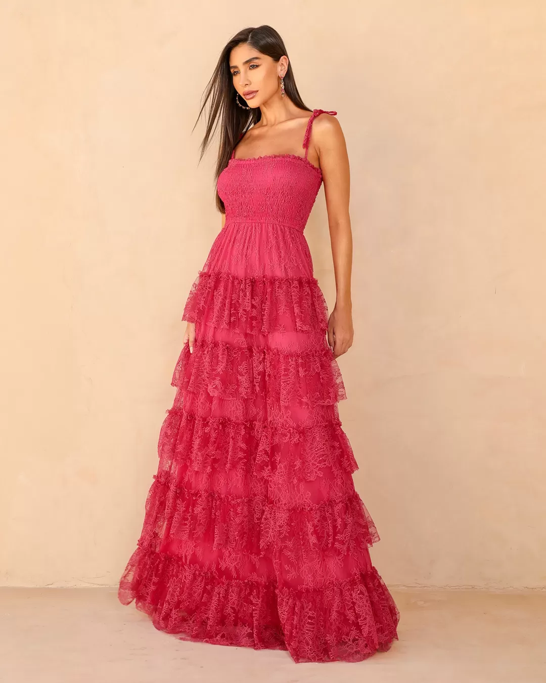 Dot Clothing - Dress Dot Clothing Long Layers and Lace Pink - 2211ROSA Dot Clothing - Dress Dot Clothing Long Layers and Lace Pink - 2211ROSA