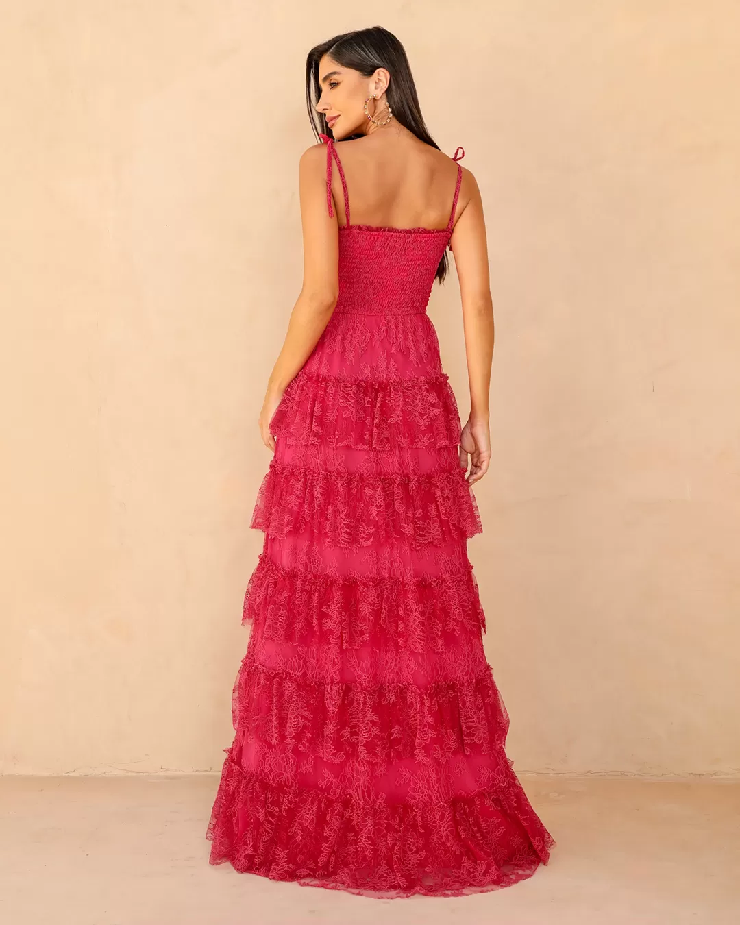 Dot Clothing - Dress Dot Clothing Long Layers and Lace Pink - 2211ROSA Dot Clothing - Dress Dot Clothing Long Layers and Lace Pink - 2211ROSA