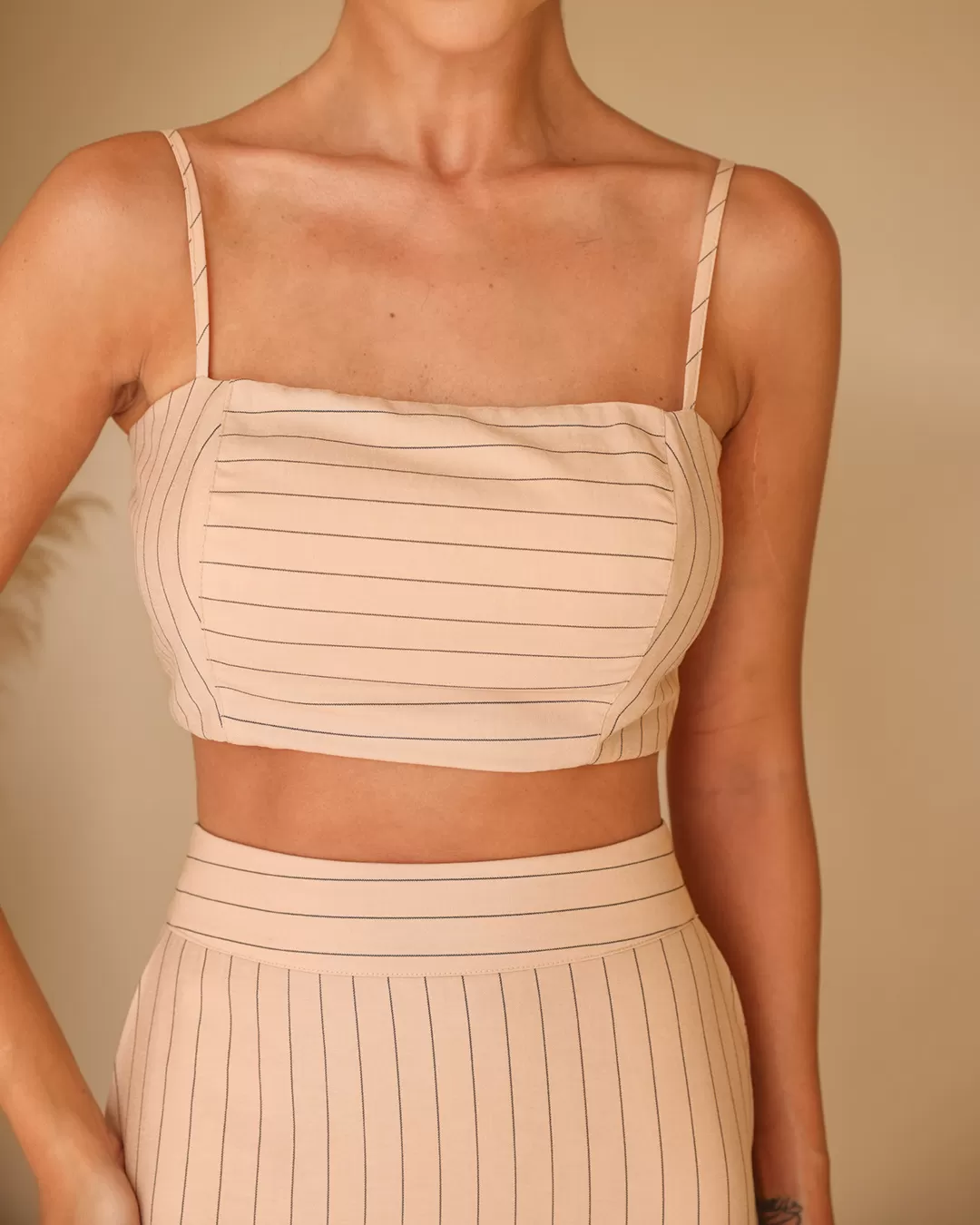 Dot Clothing - Beige Pinstripe Dot Clothing Set - 2205BEGE Dot Clothing - Beige Pinstripe Dot Clothing Set - 2205BEGE