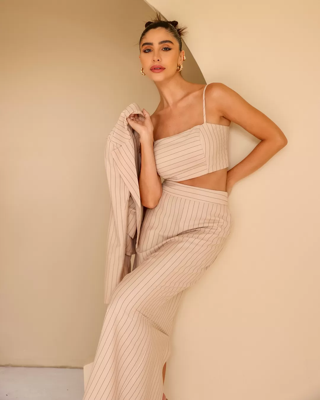 Dot Clothing - Beige Pinstripe Dot Clothing Set - 2205BEGE Dot Clothing - Beige Pinstripe Dot Clothing Set - 2205BEGE