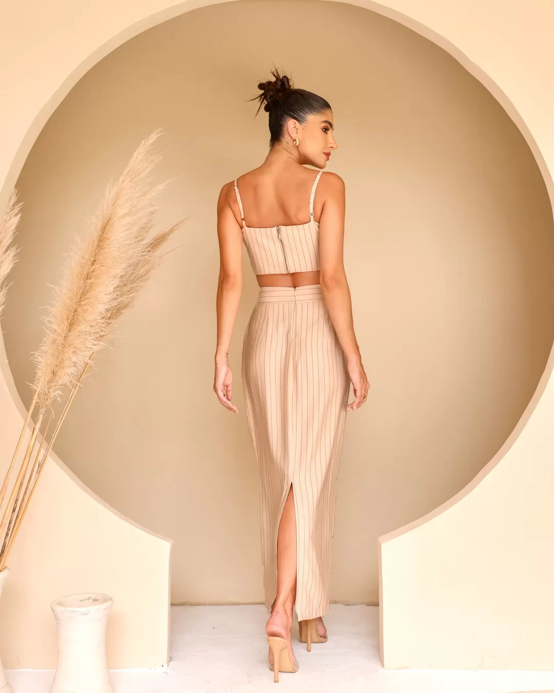 Dot Clothing - Beige Pinstripe Dot Clothing Set - 2205BEGE Dot Clothing - Beige Pinstripe Dot Clothing Set - 2205BEGE
