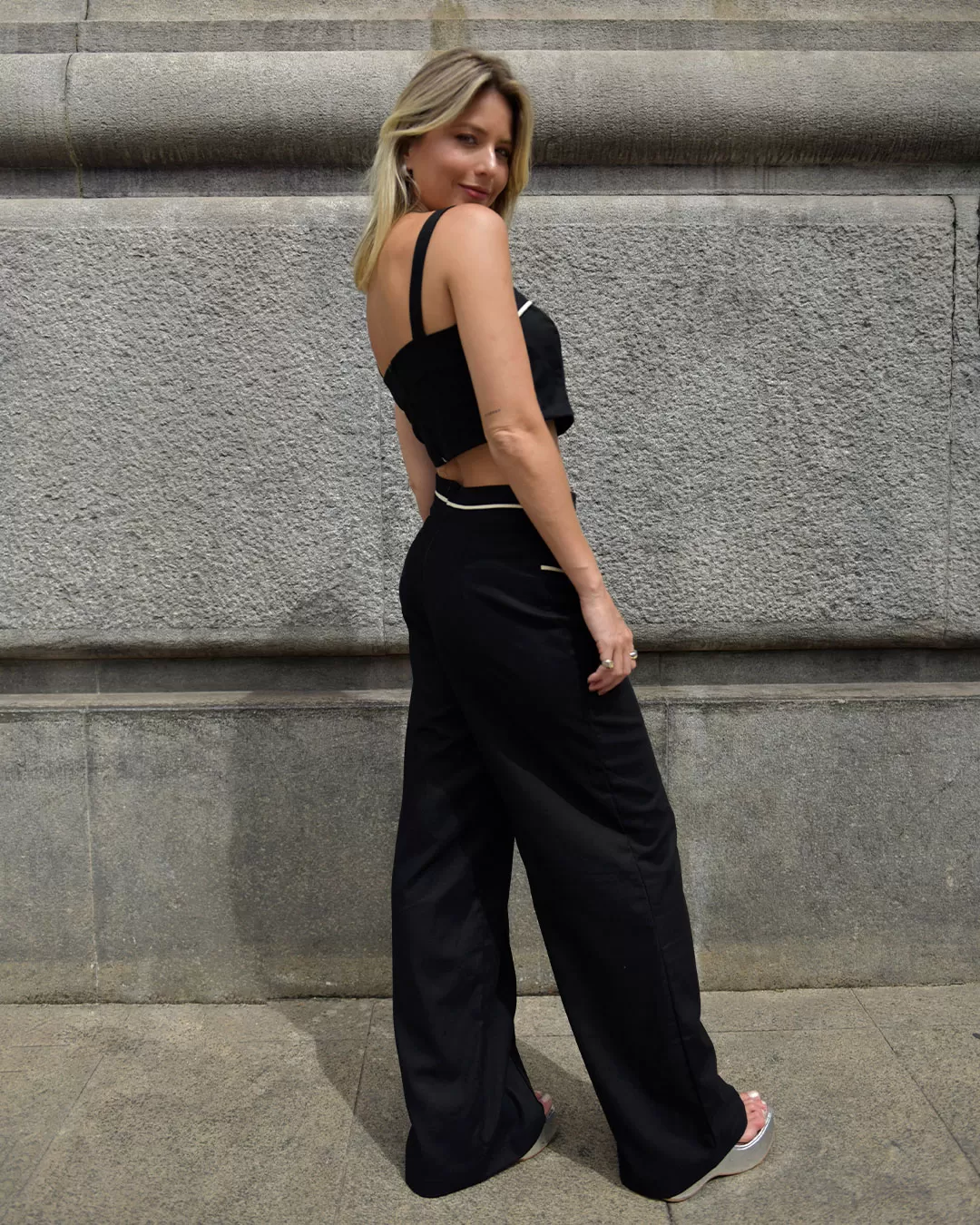 Miss Misses - Miss Misses Linen Pants With Frizo Detail Black - 54190PRETO Miss Misses - Miss Misses Linen Pants With Frizo Detail Black - 54190PRETO