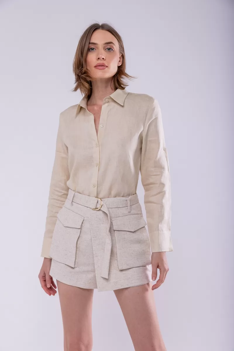 Hidrogênio - SHORTS SKIRT WITH BELT BEIGE ORIGIN - 19891509 Hidrogênio - SHORTS SKIRT WITH BELT BEIGE ORIGIN - 19891509