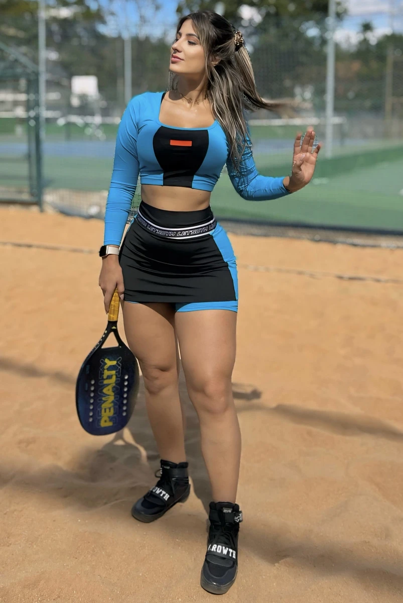 Lets Gym - Short Skirt Balm Black and Blue - 2281PTAZ