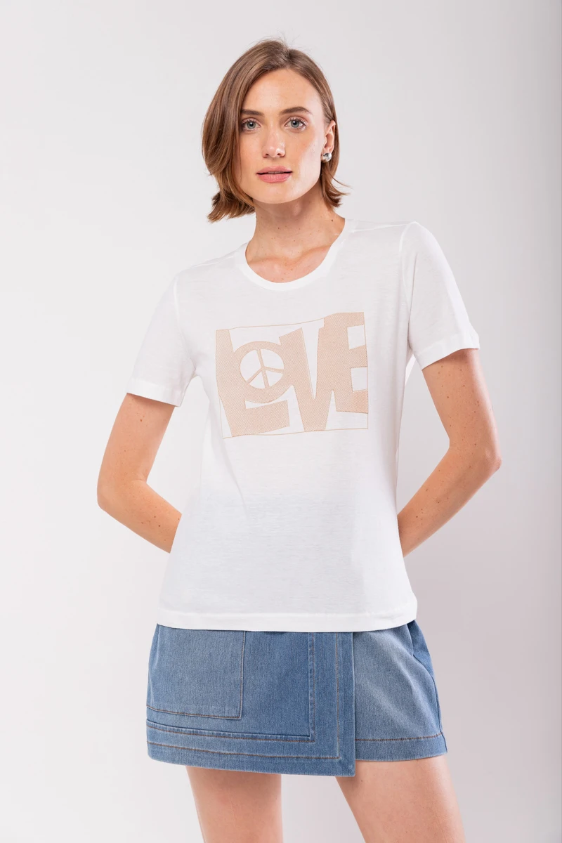 Hidrogênio - LOVE OFF WHITE PRINTED T-SHIRT - 19773018