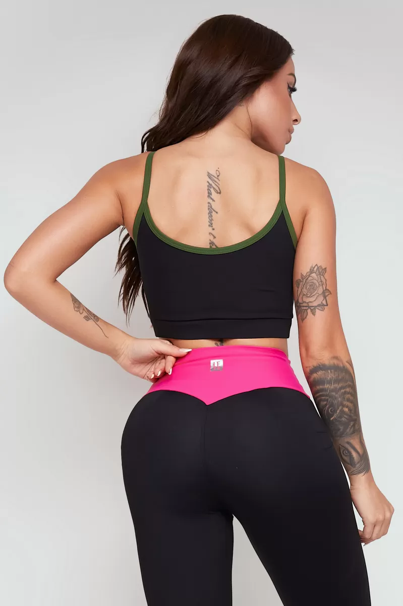 Lets Gym - Top Elementary Black and Military Green - 2309PTVDM Lets Gym - Top Elementary Black and Military Green - 2309PTVDM