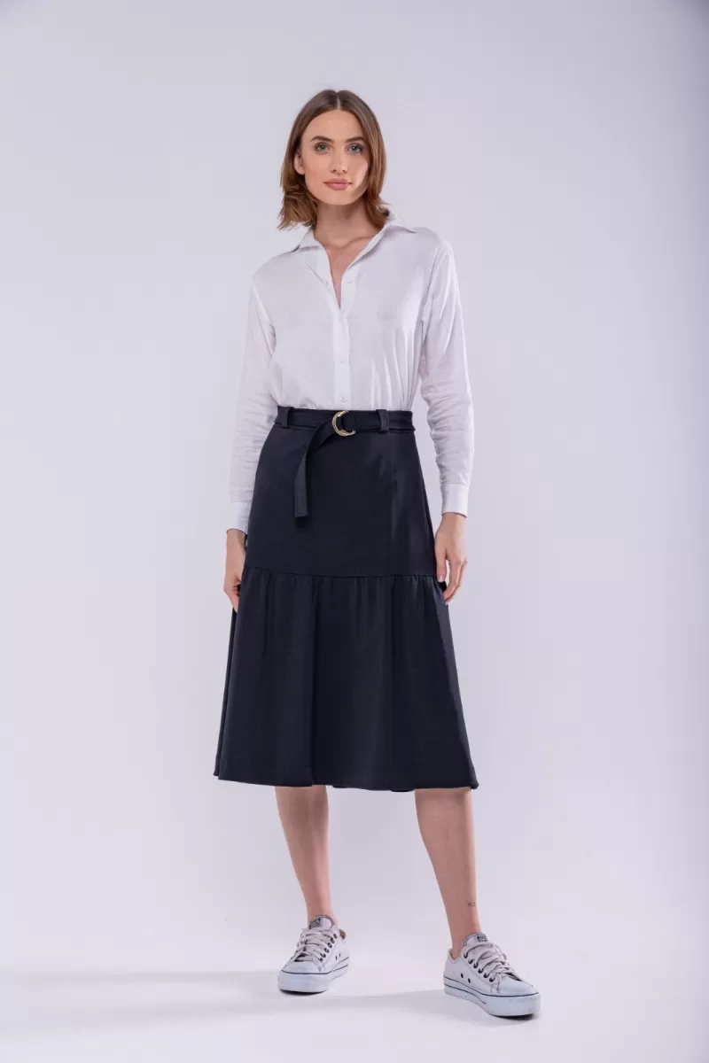 Hidrogênio - FULL MIDI SKIRT WITH BLACK BELT - 19621001 Hidrogênio - FULL MIDI SKIRT WITH BLACK BELT - 19621001