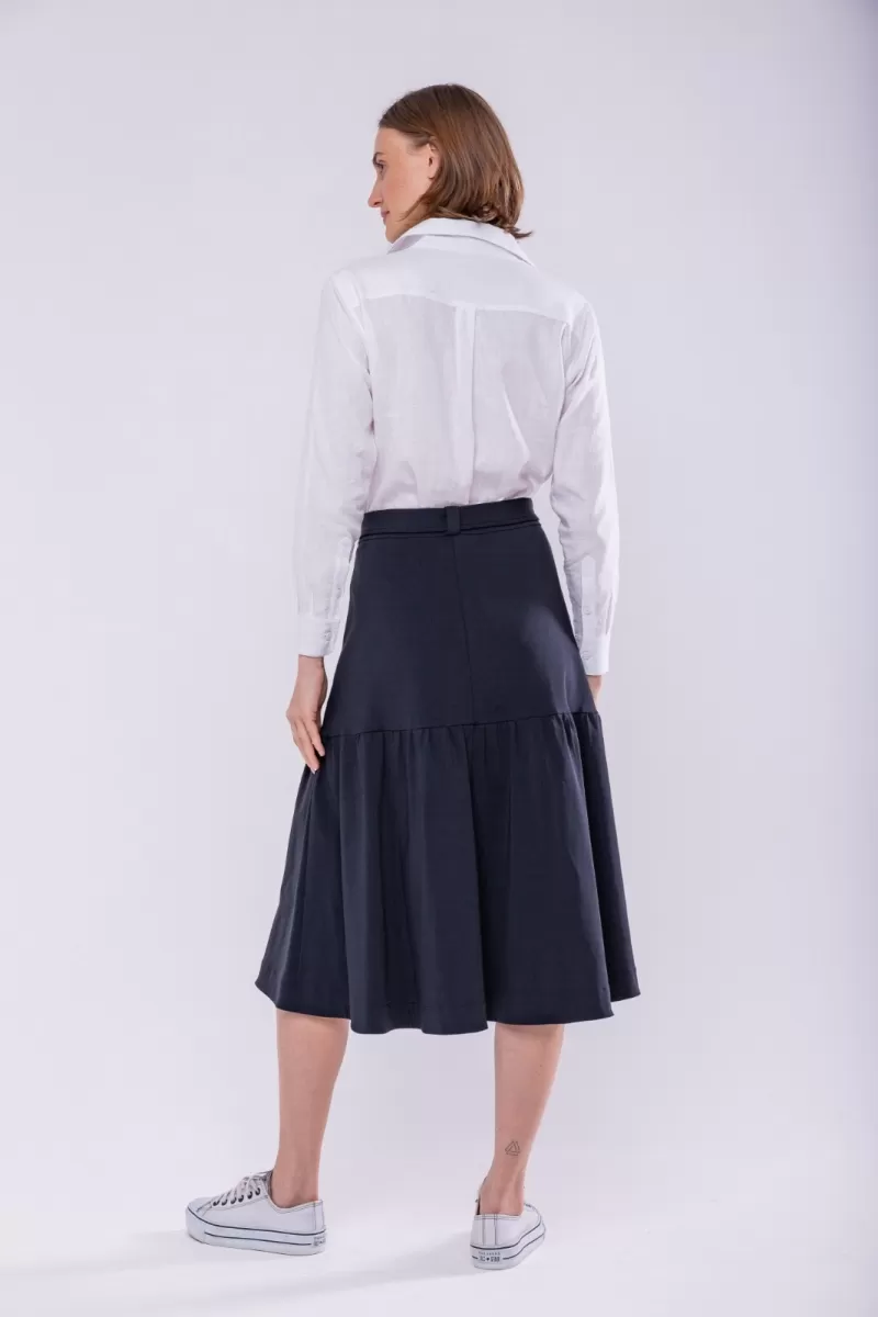 Hidrogênio - FULL MIDI SKIRT WITH BLACK BELT - 19621001 Hidrogênio - FULL MIDI SKIRT WITH BLACK BELT - 19621001
