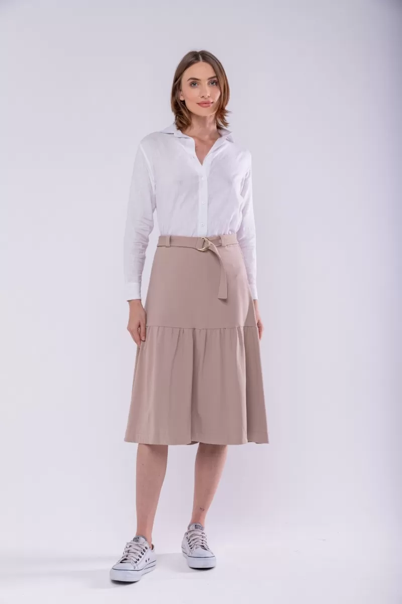 Hidrogênio - FULL MIDI SKIRT WITH CHOCOLATE BELT - 19621032 Hidrogênio - FULL MIDI SKIRT WITH CHOCOLATE BELT - 19621032
