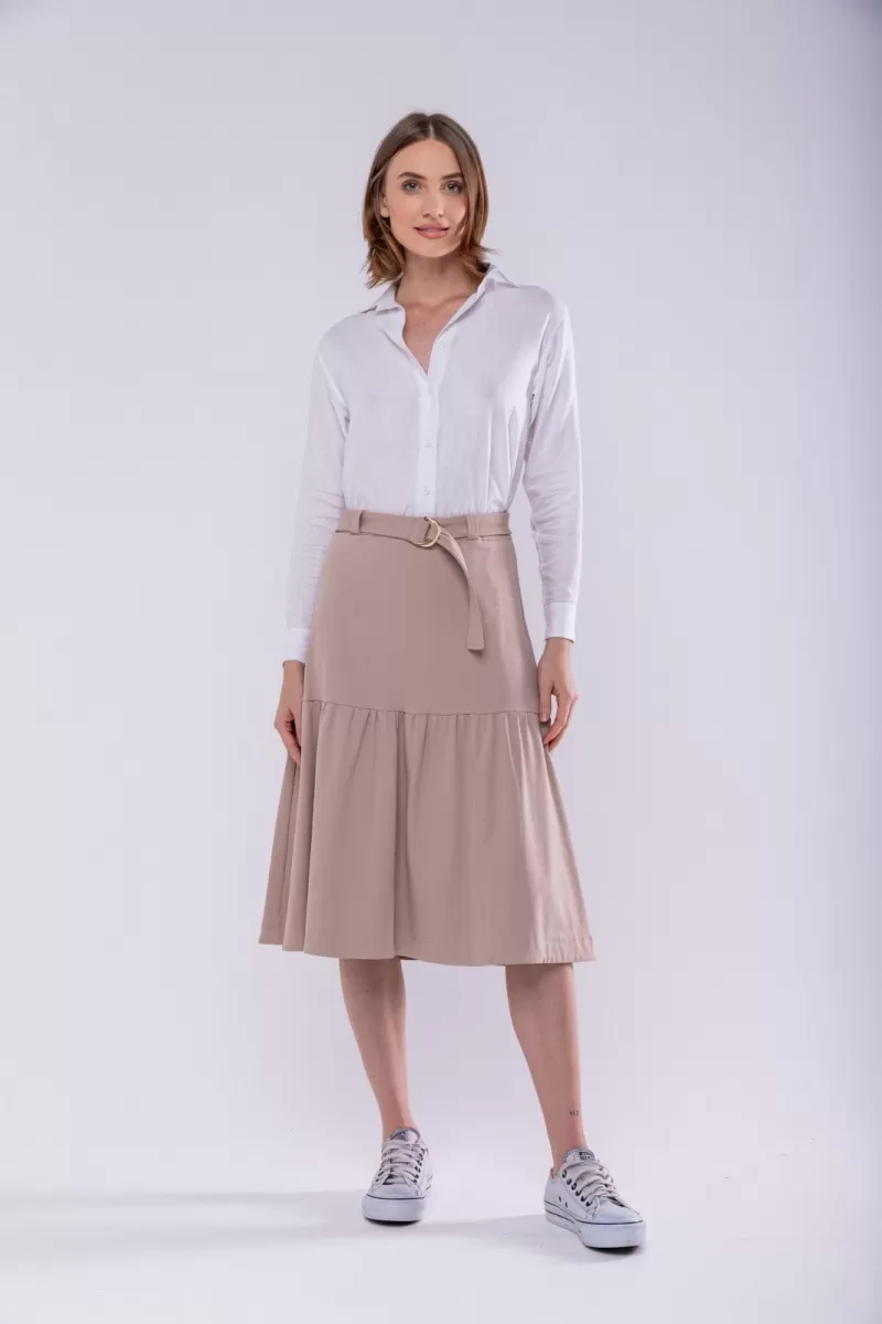 Hidrogênio - FULL MIDI SKIRT WITH CHOCOLATE BELT - 19621032 Hidrogênio - FULL MIDI SKIRT WITH CHOCOLATE BELT - 19621032