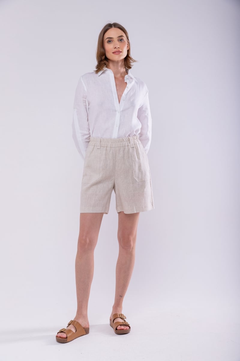 Hidrogênio - 100% LINEN BERMUDA SHORTS WITH NATURAL ELASTIC STITCH - 19888182 Hidrogênio - 100% LINEN BERMUDA SHORTS WITH NATURAL ELASTIC STITCH - 19888182