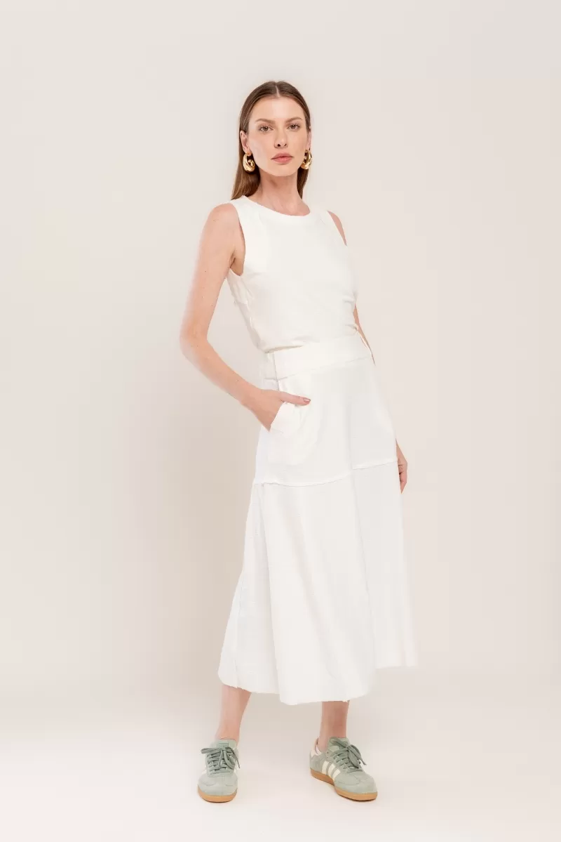 Hidrogênio - EVASE MIDI THREAD SKIRT OFF WHITE - 19805018 Hidrogênio - EVASE MIDI THREAD SKIRT OFF WHITE - 19805018