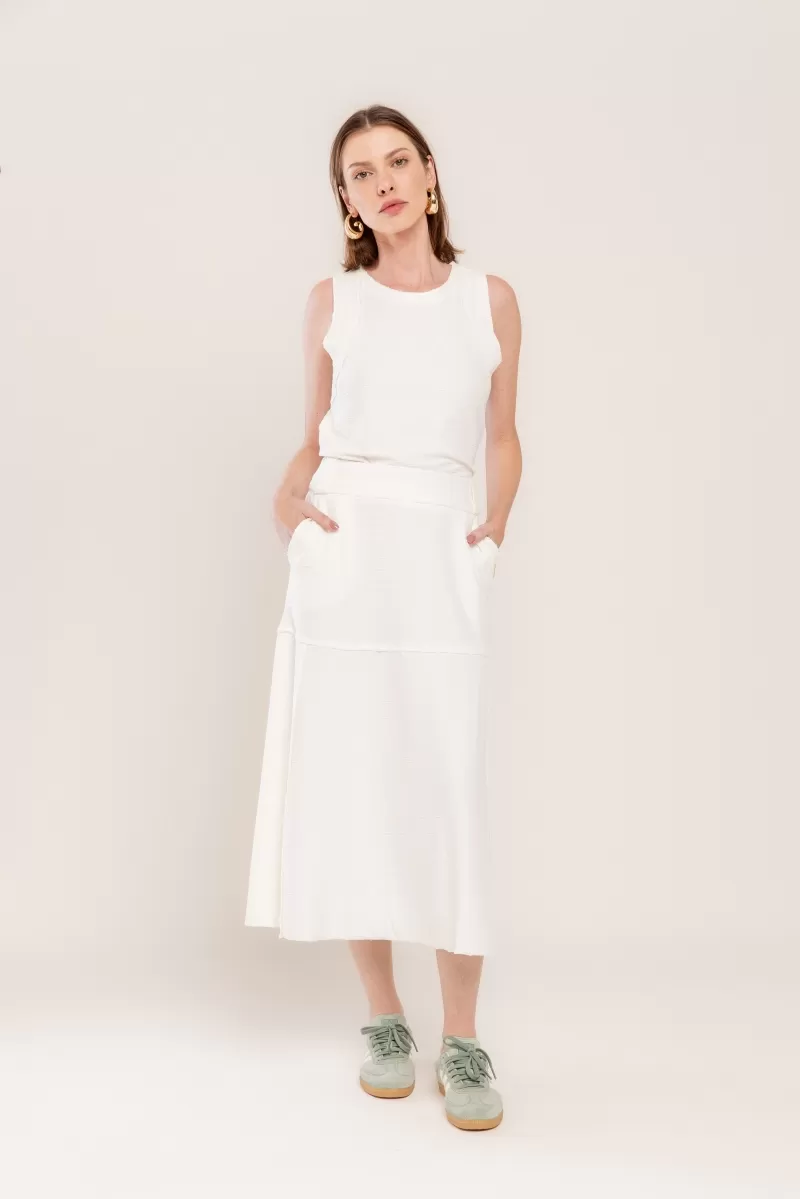 Hidrogênio - EVASE MIDI THREAD SKIRT OFF WHITE - 19805018 Hidrogênio - EVASE MIDI THREAD SKIRT OFF WHITE - 19805018