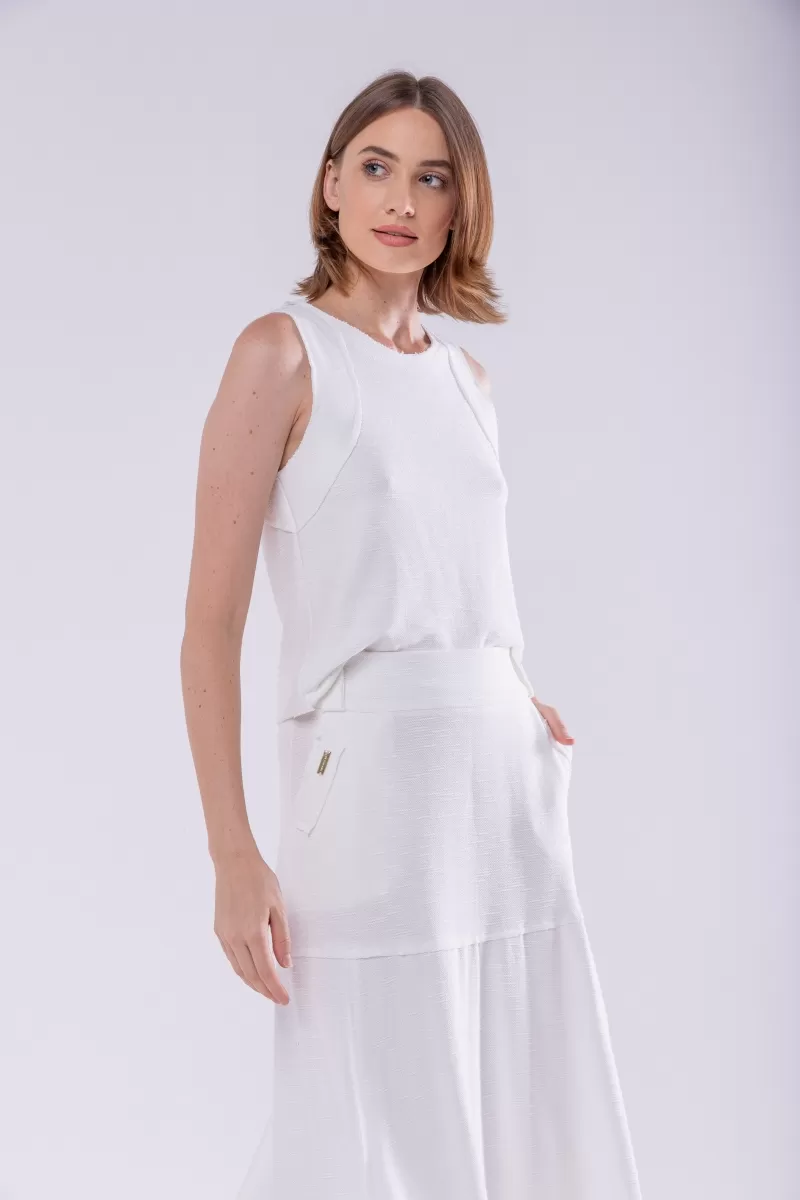 Hidrogênio - EVASE MIDI THREAD SKIRT OFF WHITE - 19805018 Hidrogênio - EVASE MIDI THREAD SKIRT OFF WHITE - 19805018