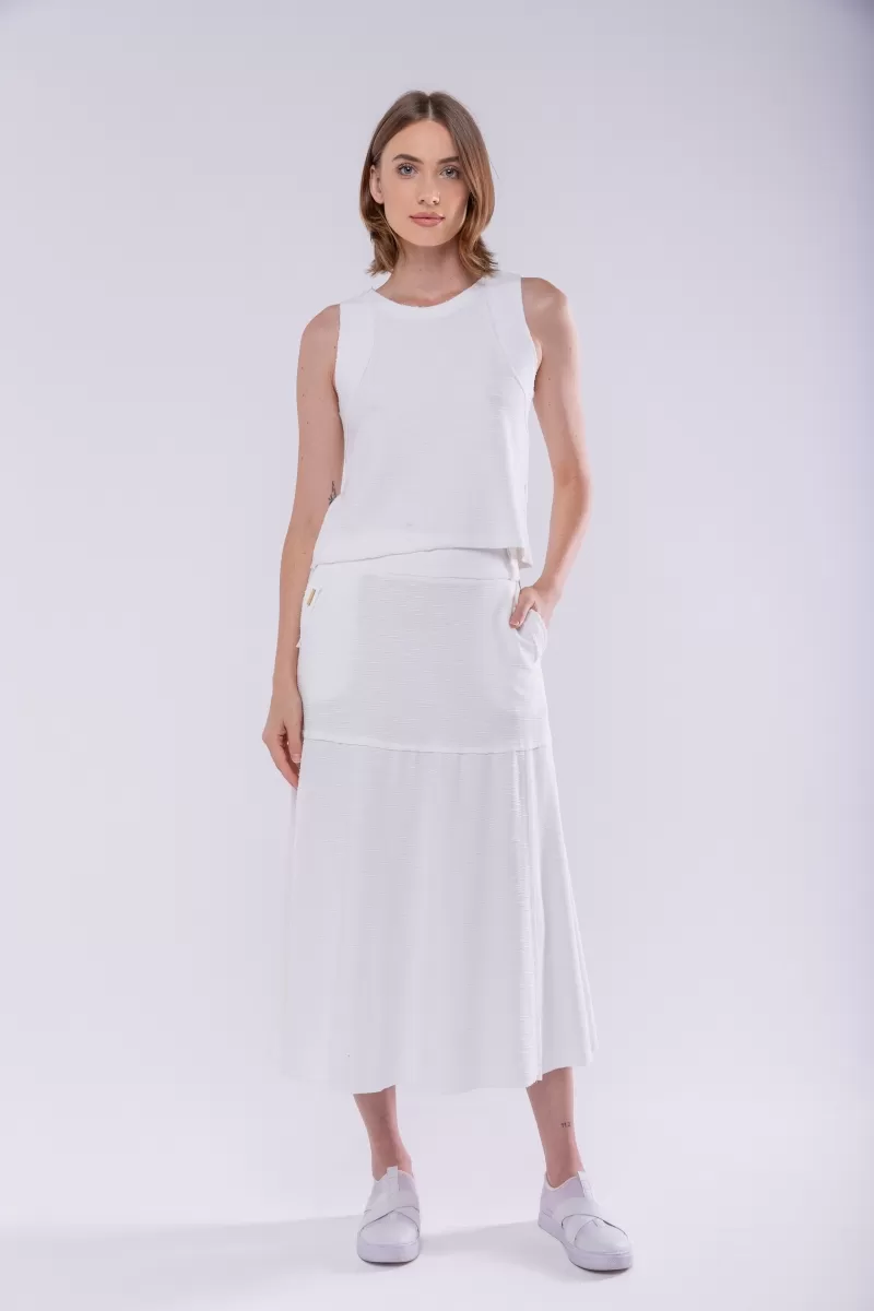 Hidrogênio - EVASE MIDI THREAD SKIRT OFF WHITE - 19805018 Hidrogênio - EVASE MIDI THREAD SKIRT OFF WHITE - 19805018